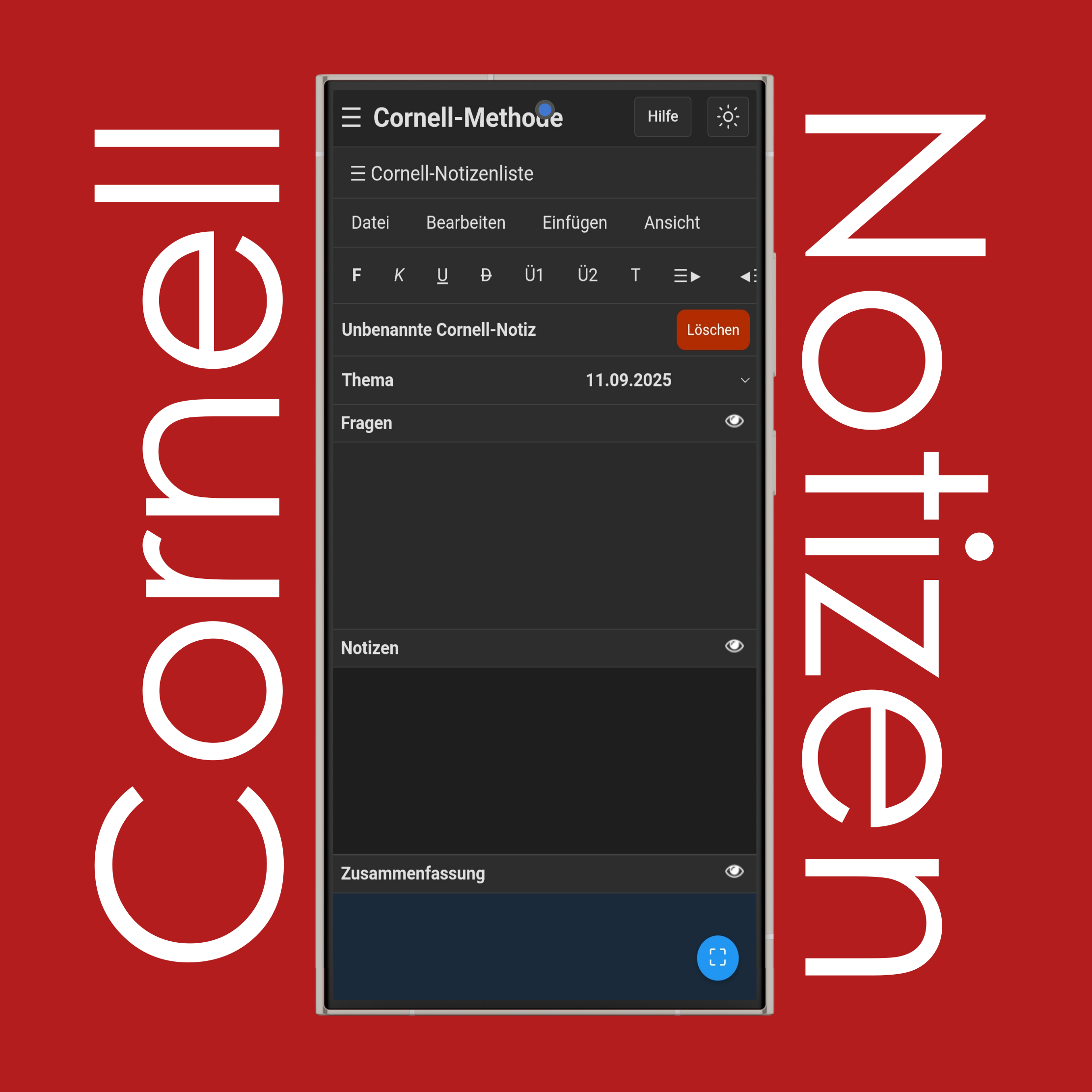Cornell-Notizenliste