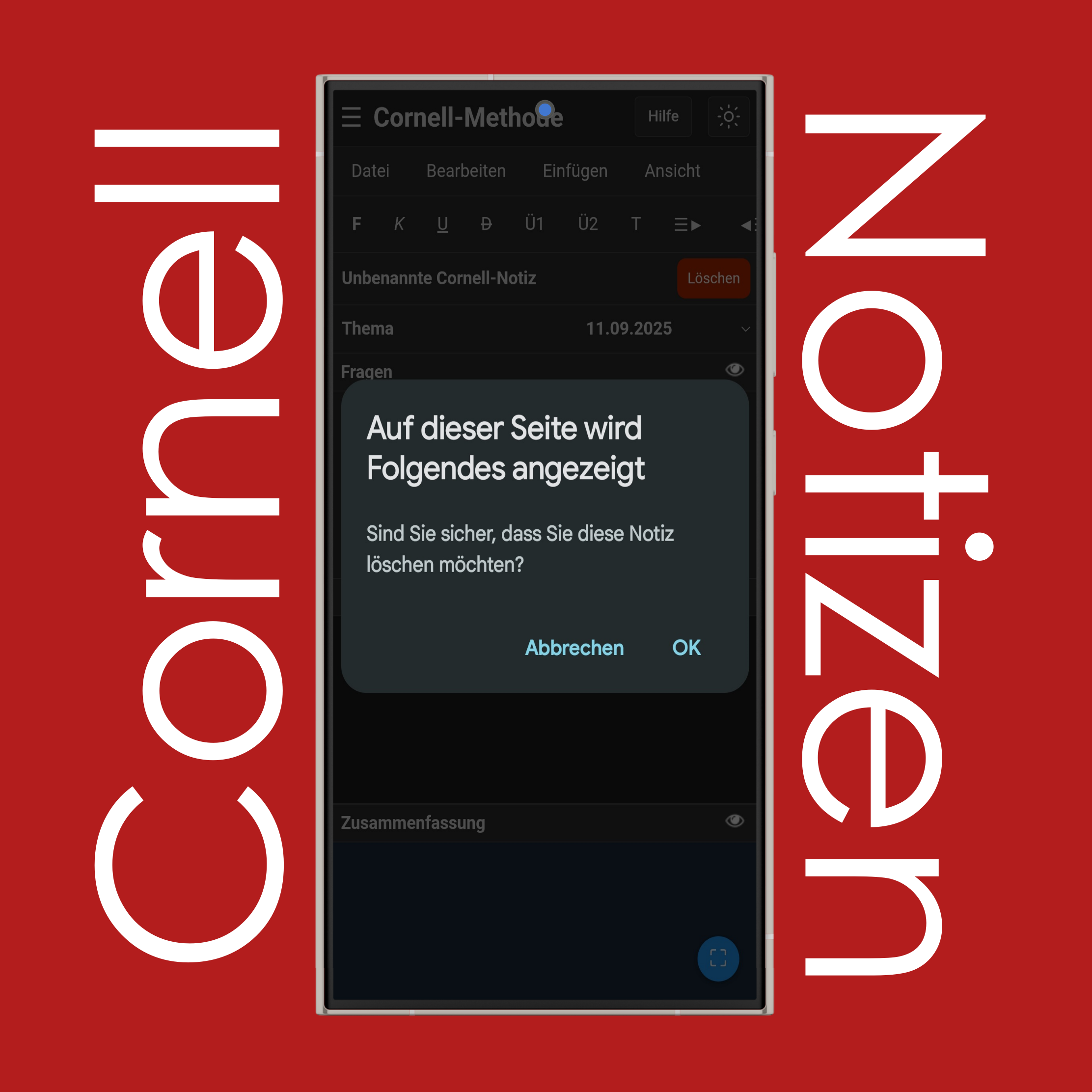 Cornell-Notizen löschen