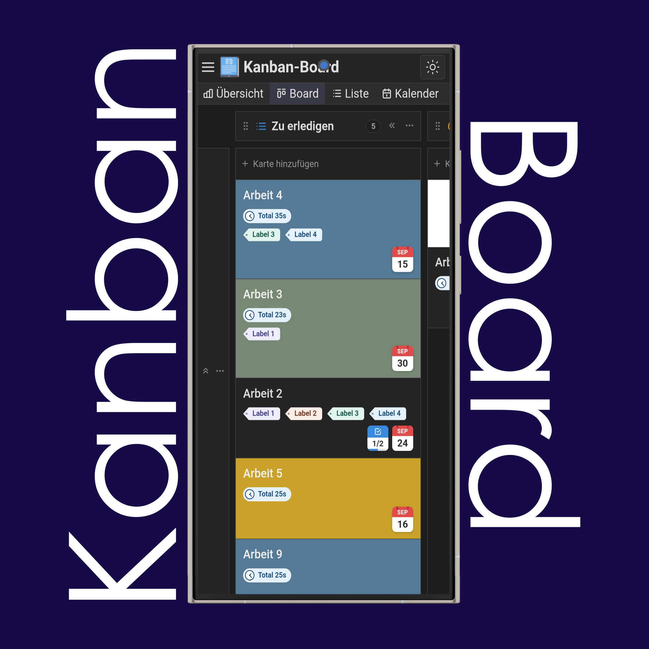 Board-Ansicht des Kanban-Boards