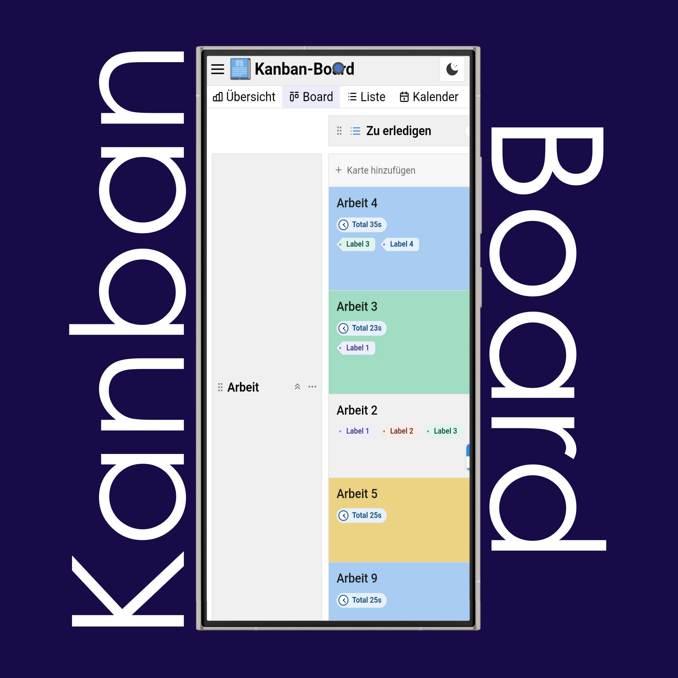 Heller und dunkler Modus des Kanban-Boards