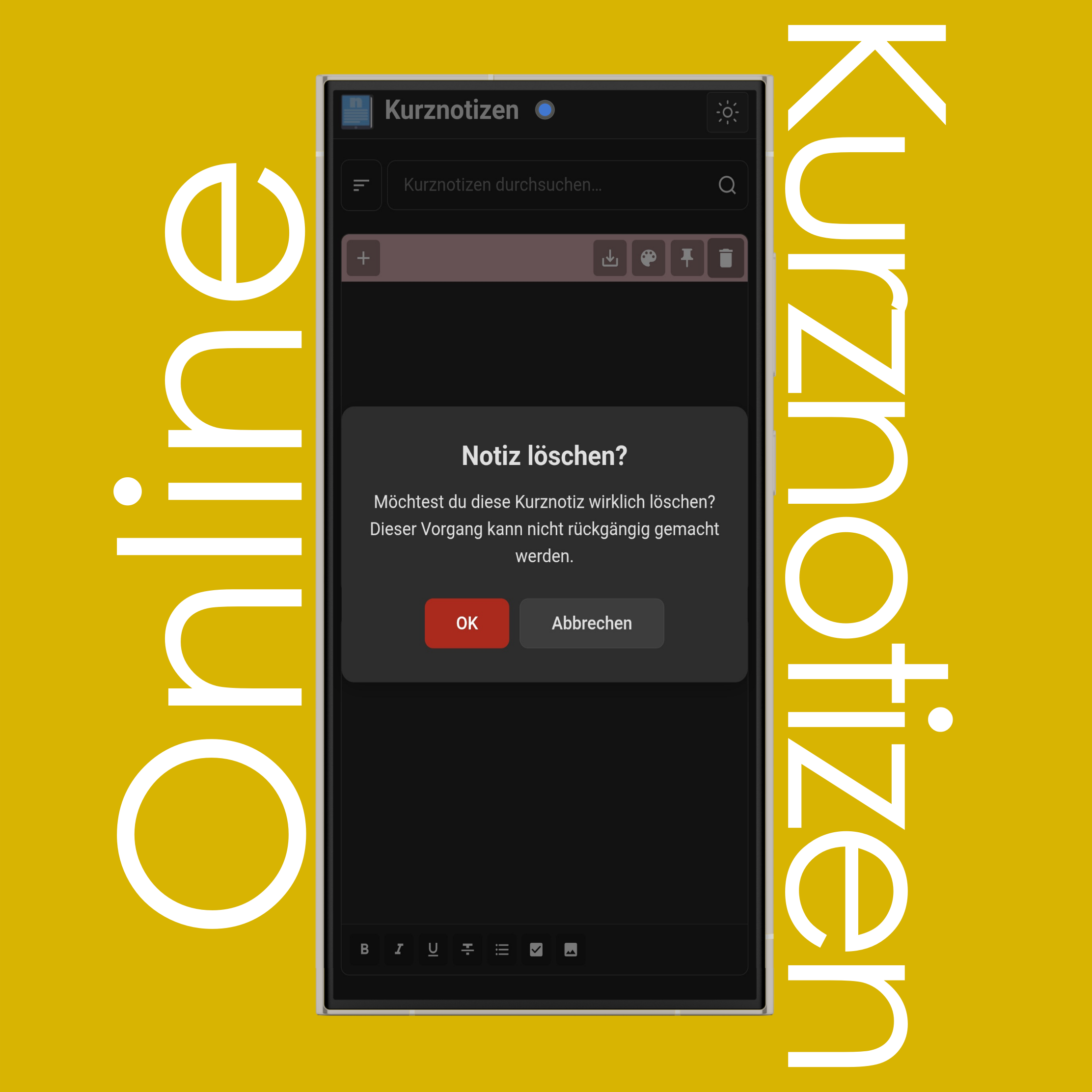 Kurznotizen löschen