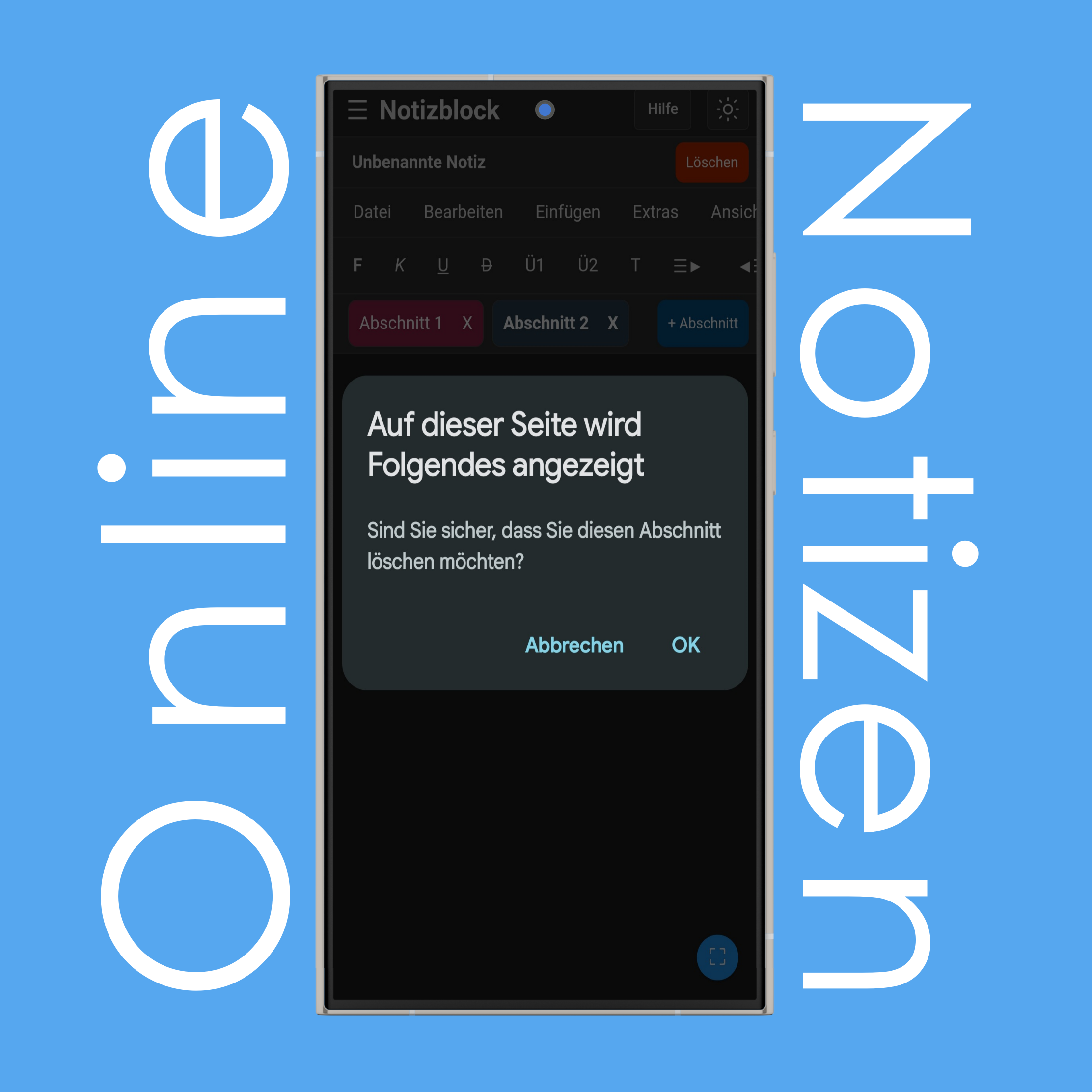 Notizabschnitte löschen