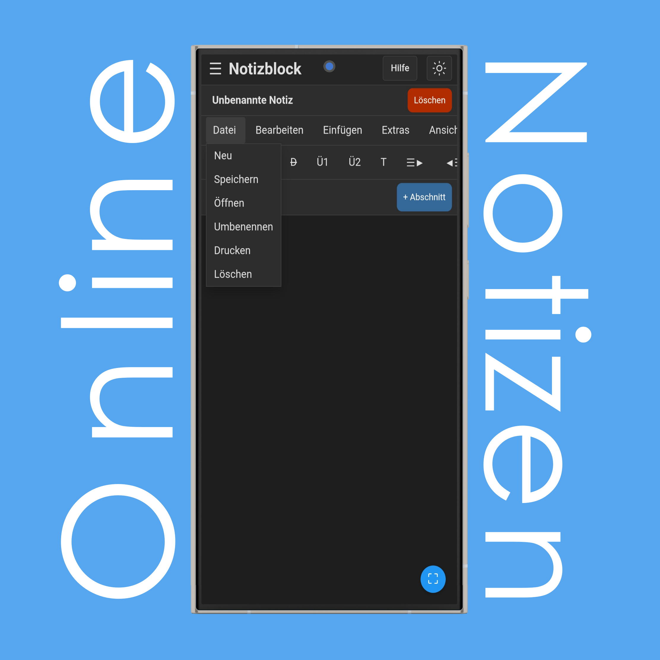 Notizblock-Datei-Menü