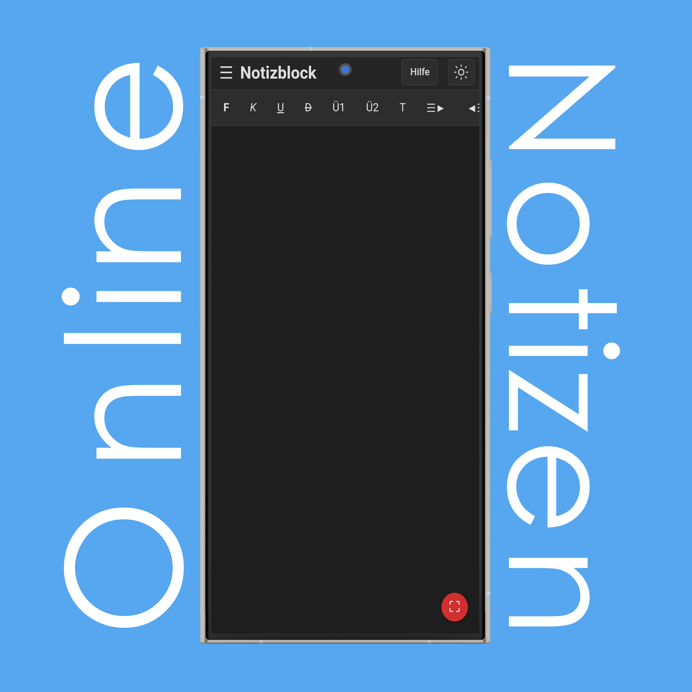 Notizblock-Vollbild