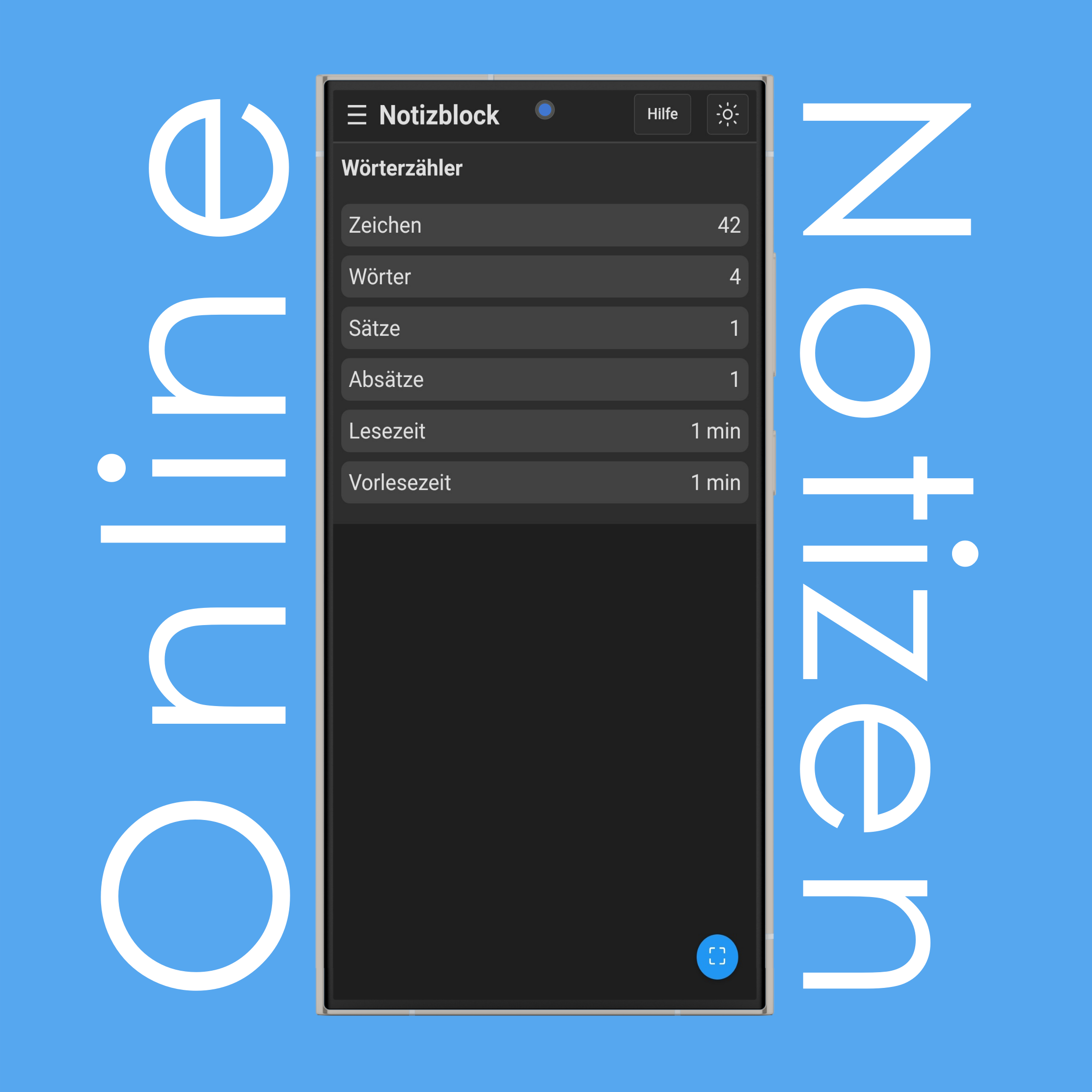 Notizblock-Wörterzähler