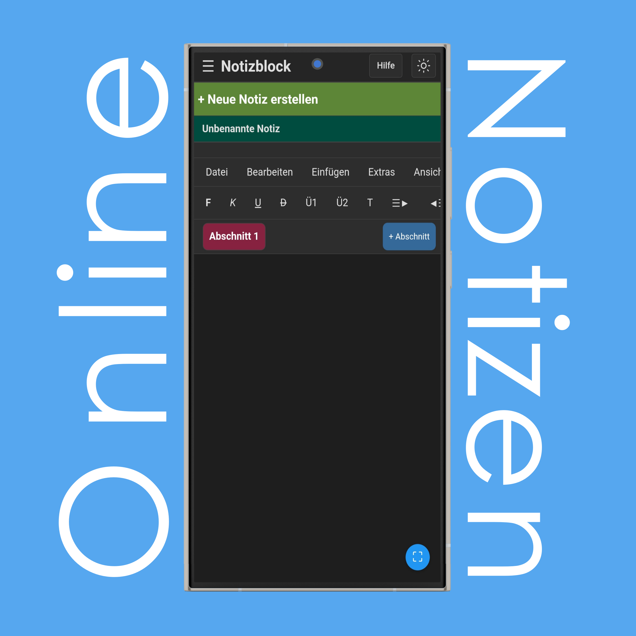 Neue Notizen erstellen und Notizenlist