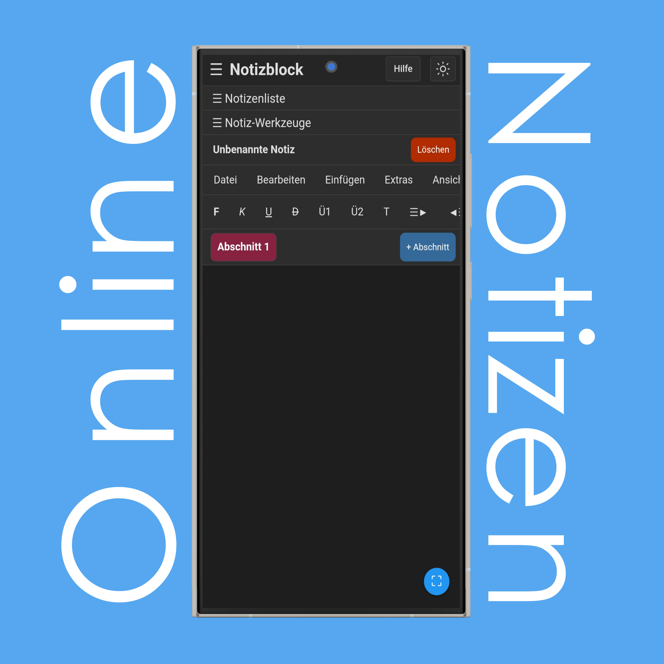Notizenliste und Notiz-Werkzeuge