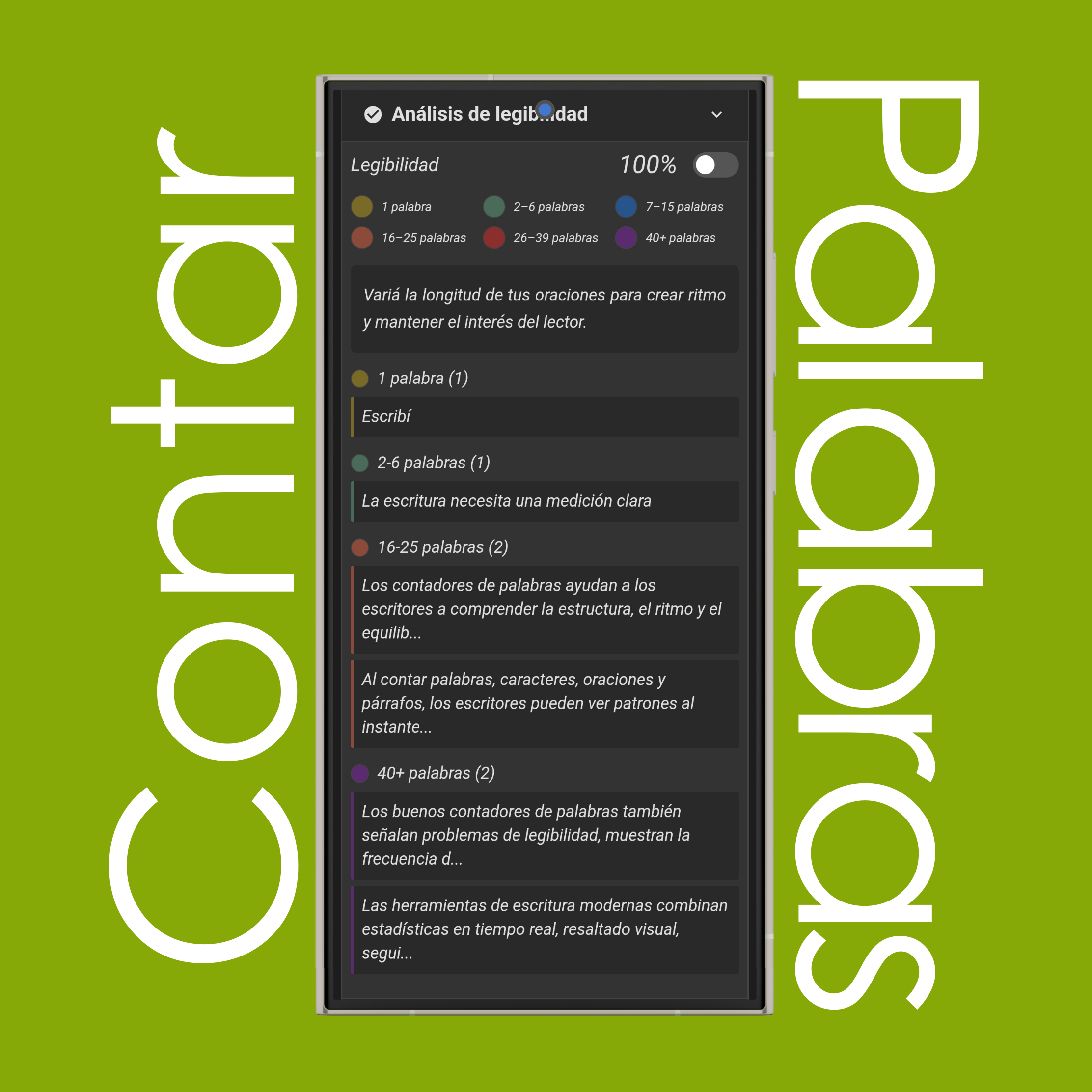 Análisis de legibilidad y puntuación