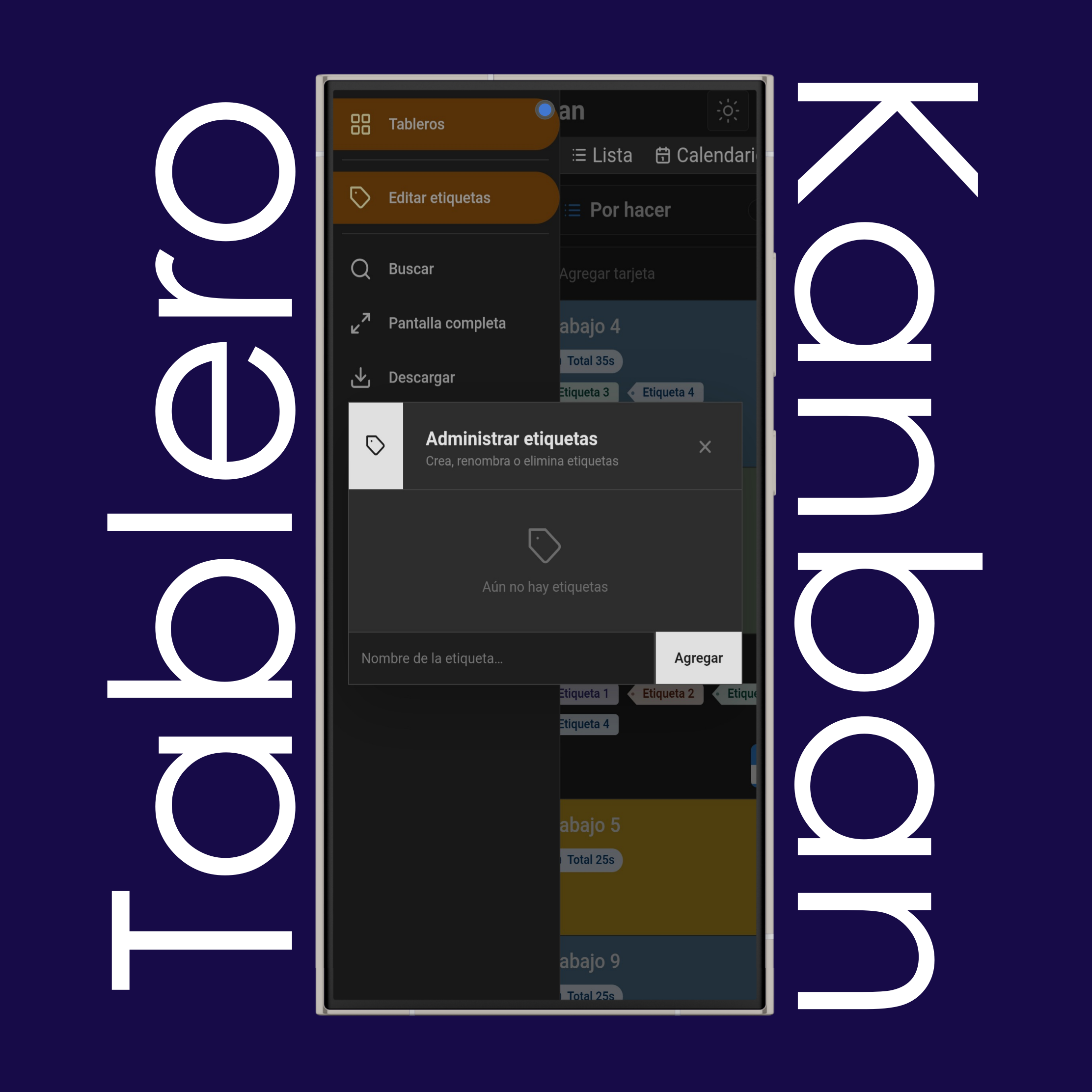 Etiquetas del tablero kanban