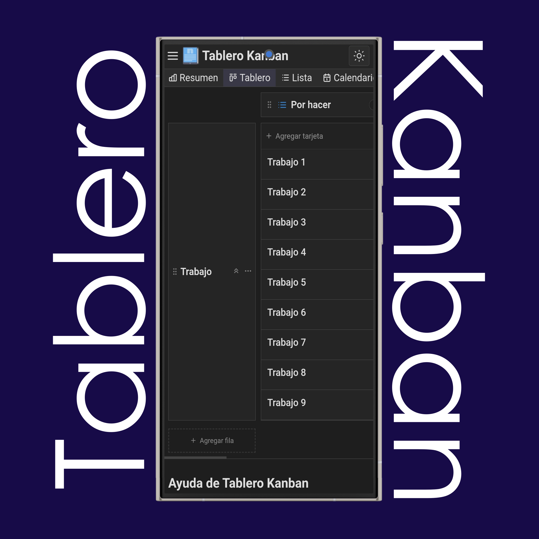 Tableros, carriles y tarjetas kanban