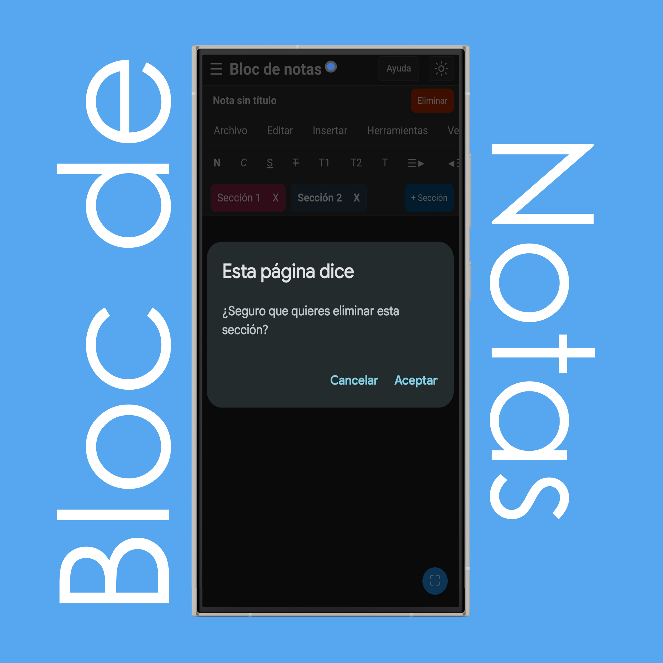 Eliminar secciónes de notas