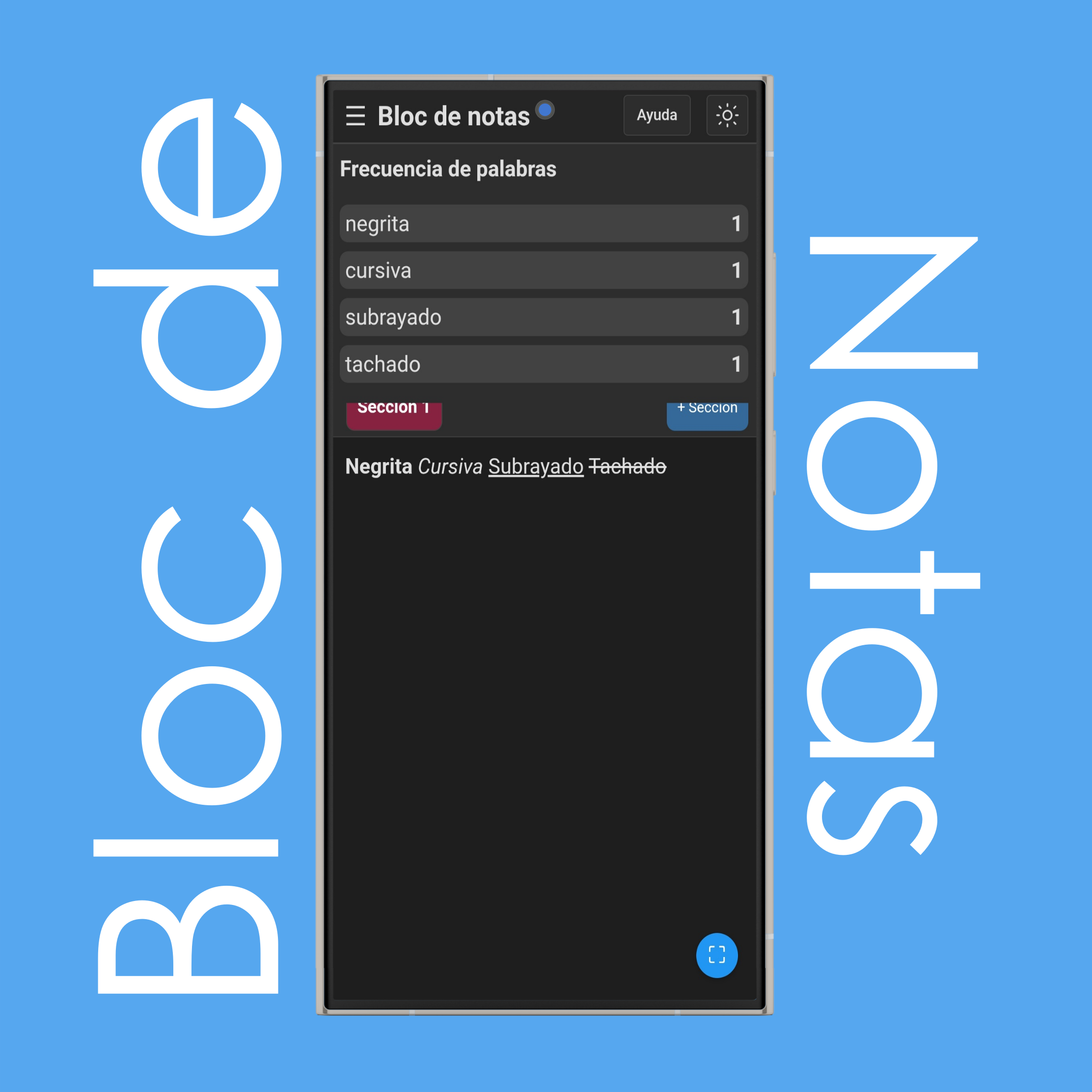 Frecuencia de palabras del bloc de notas