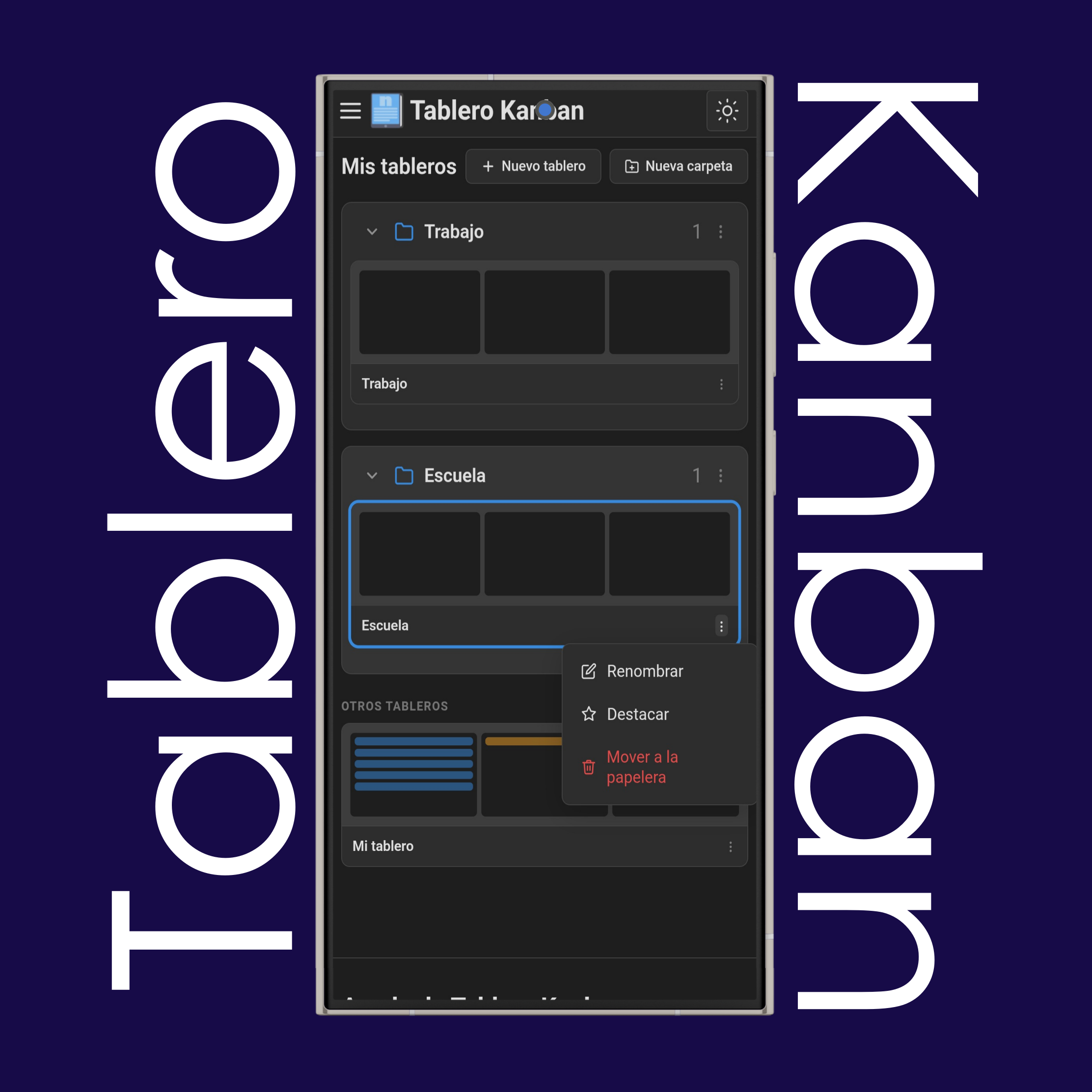 Lista de tableros kanban