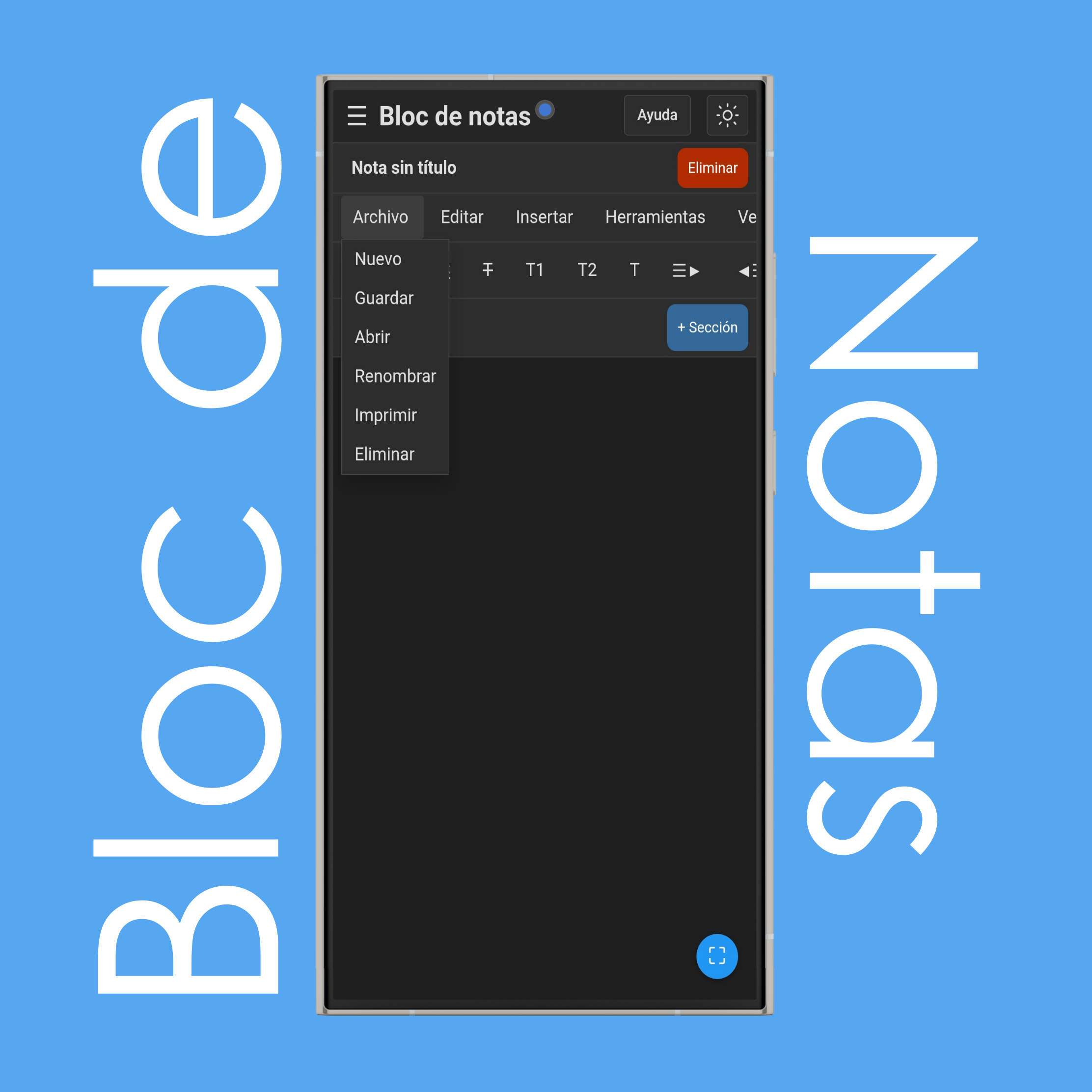 Menú Archivo del bloc de notas