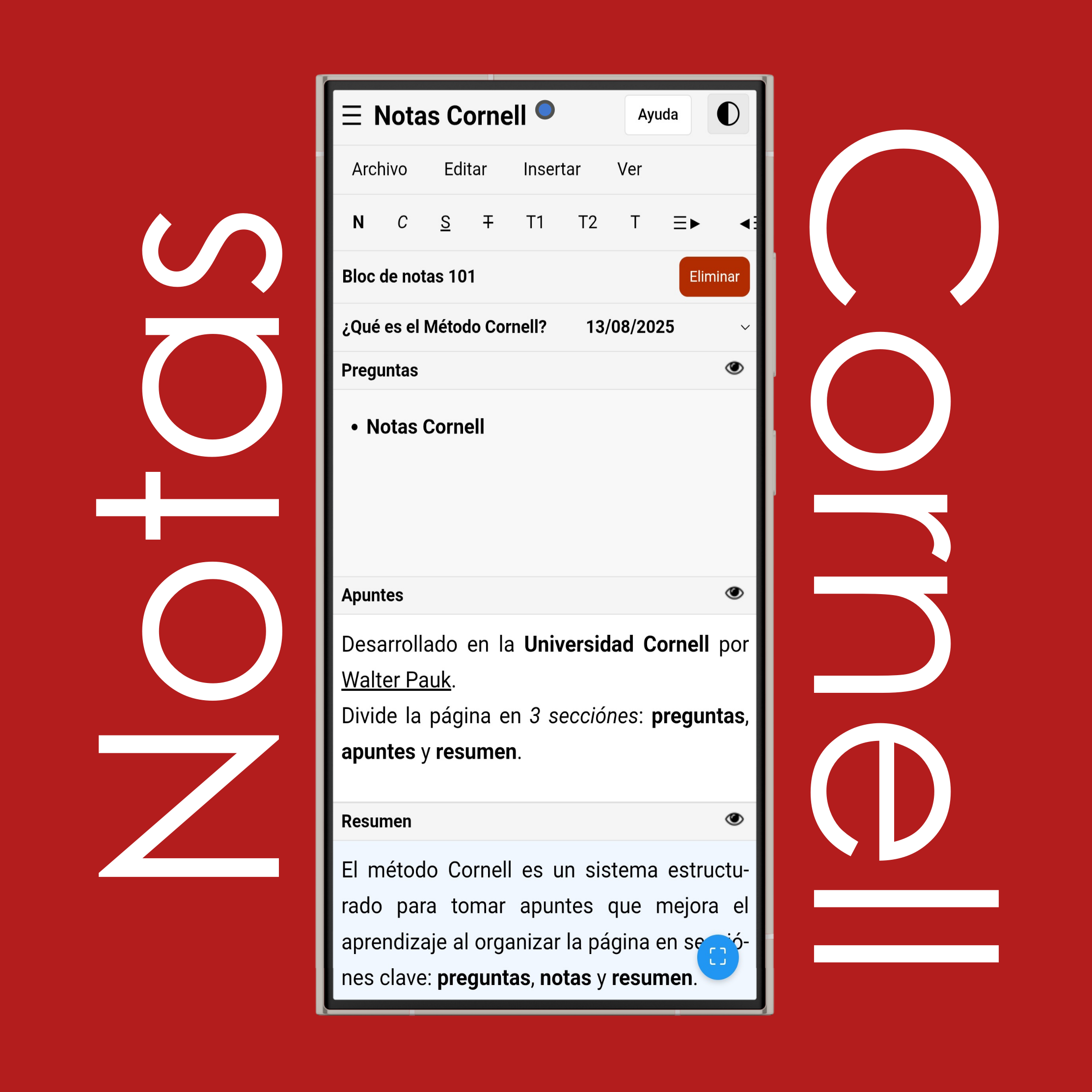 Modo claro/oscuro para notas Cornell