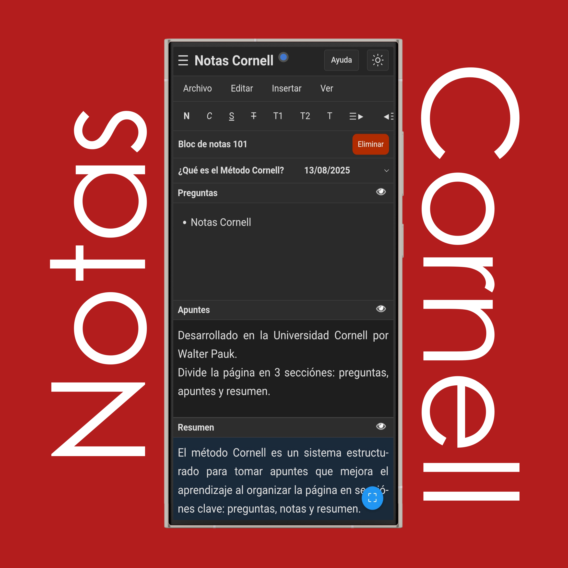 Método Cornell para tomar apuntes