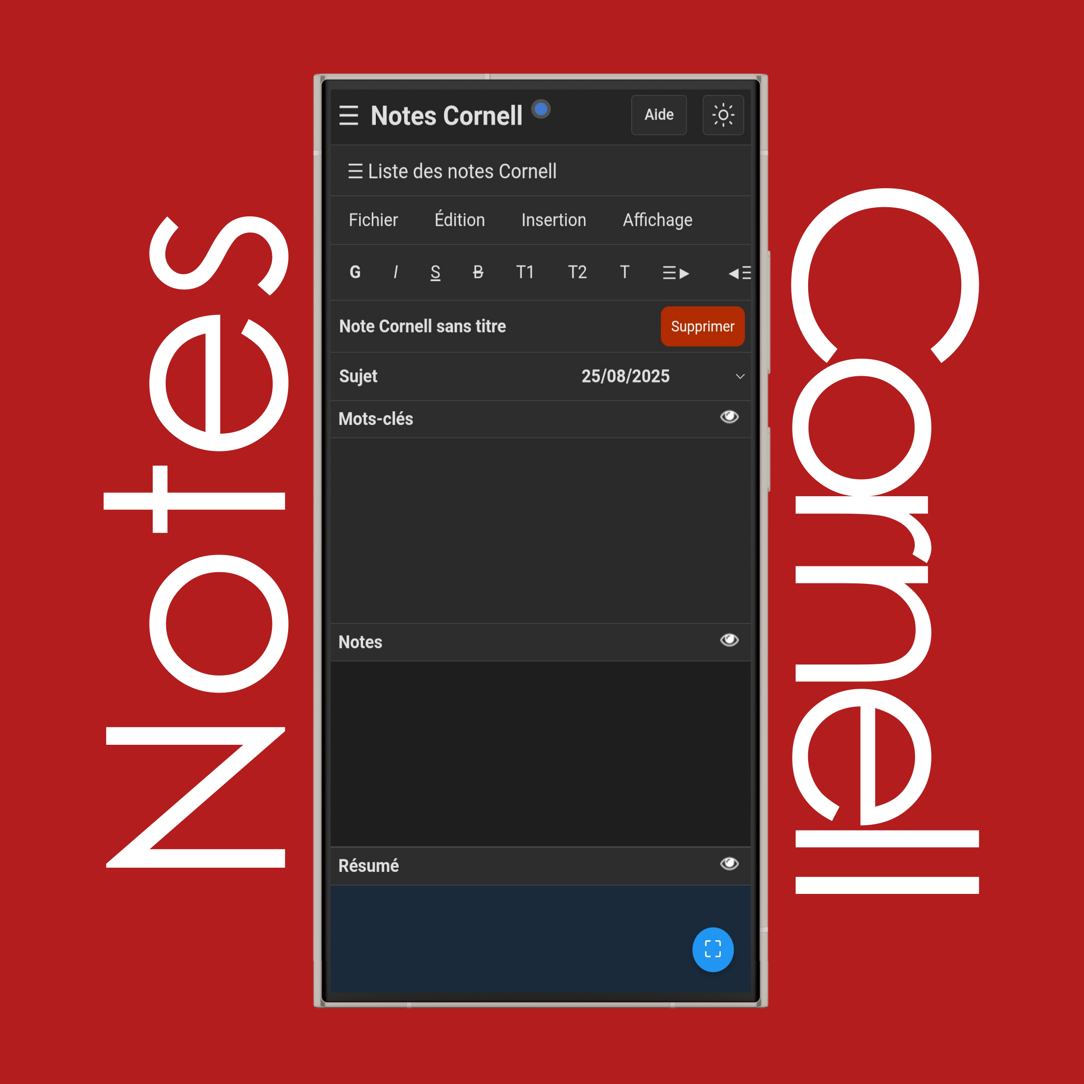 Liste des notes Cornell