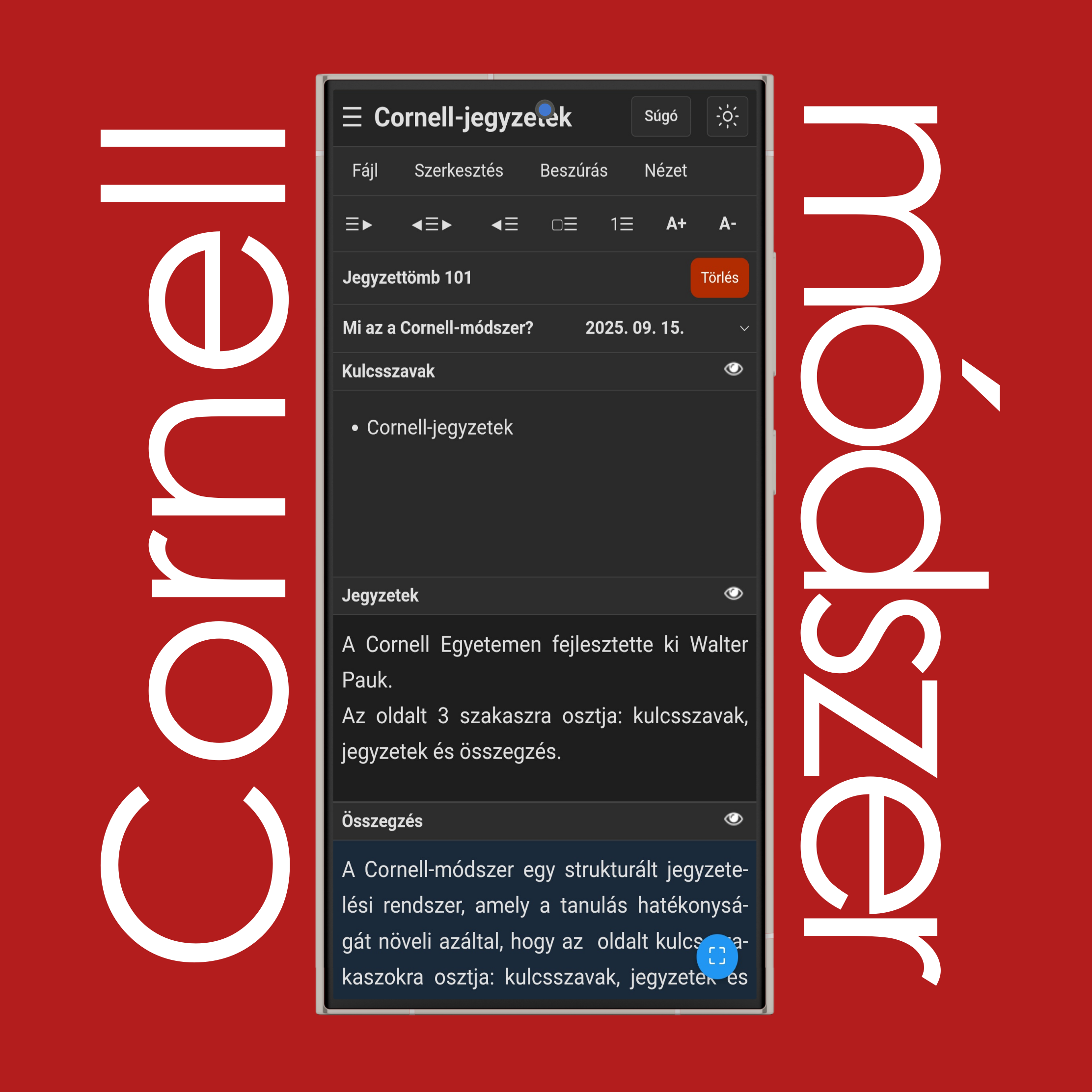 Cornell jegyzetelési módszer
