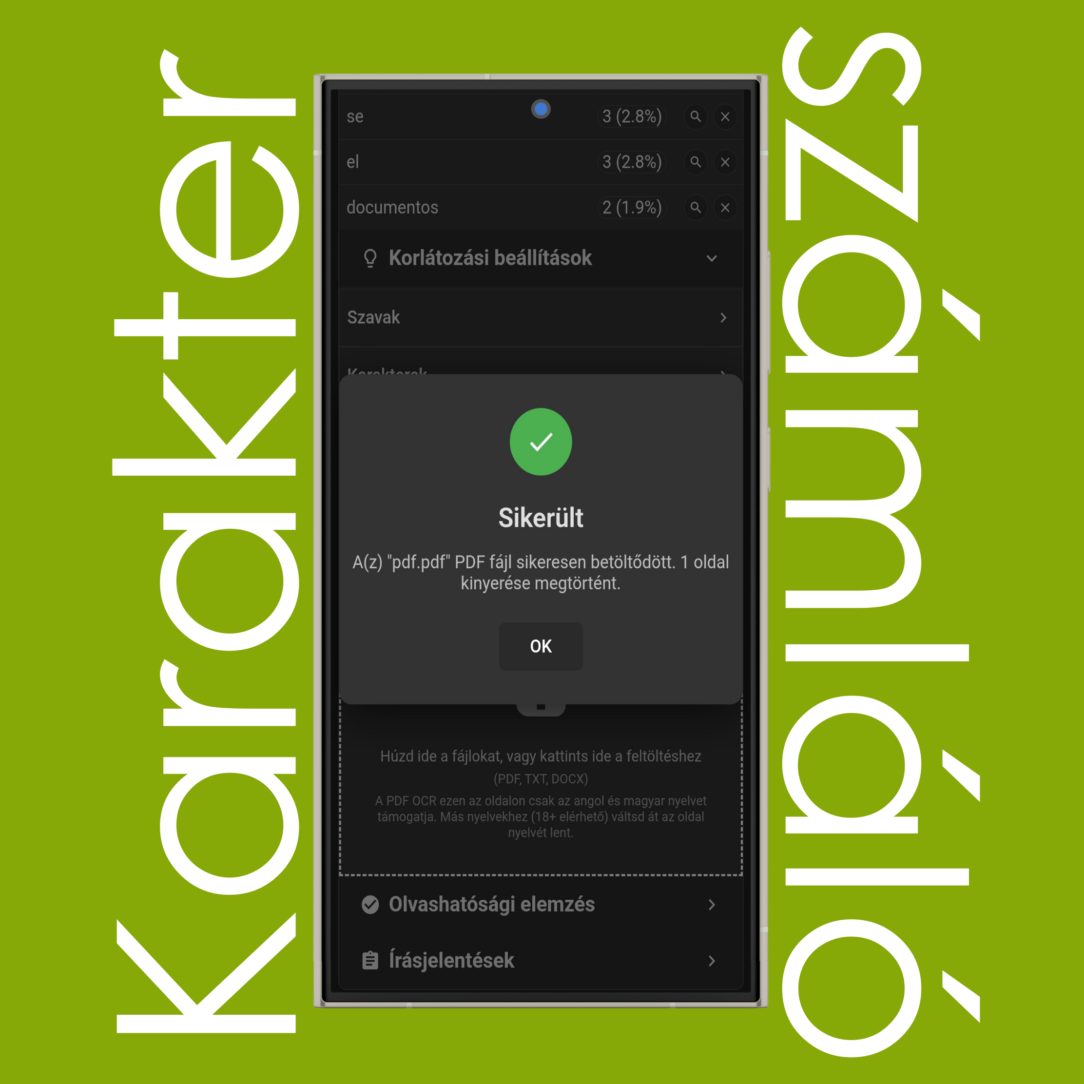 Fájlfeltöltés (sikeres) üzenet