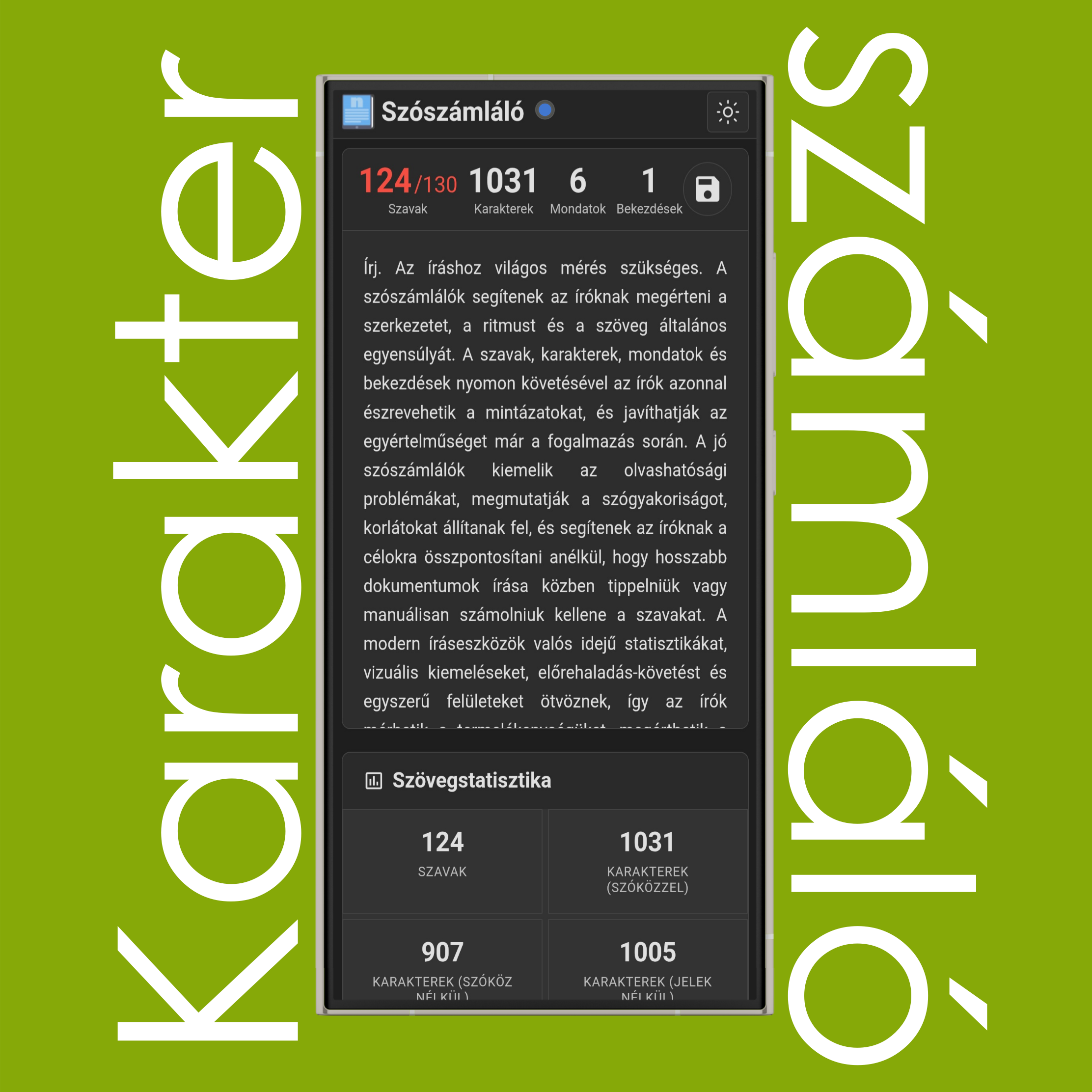 Szószámláló alapvető statisztikák korlátokkal