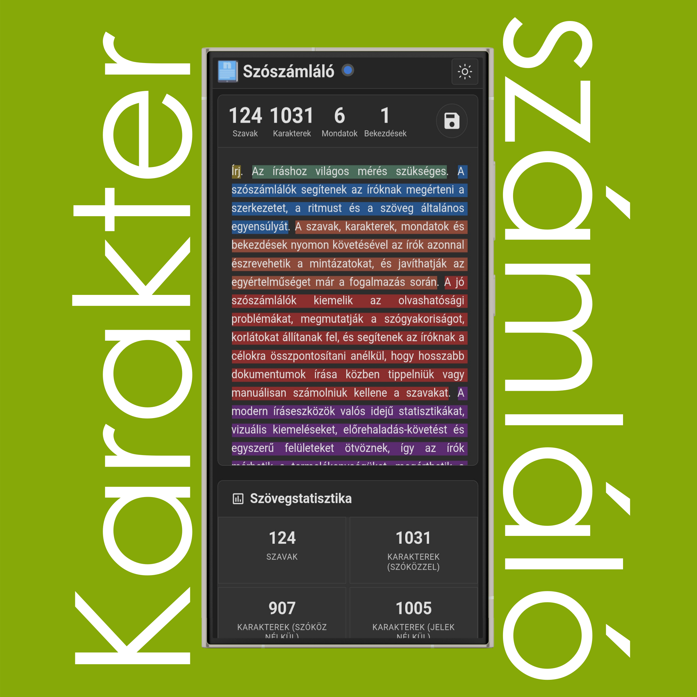 Mondatok színes kiemelése