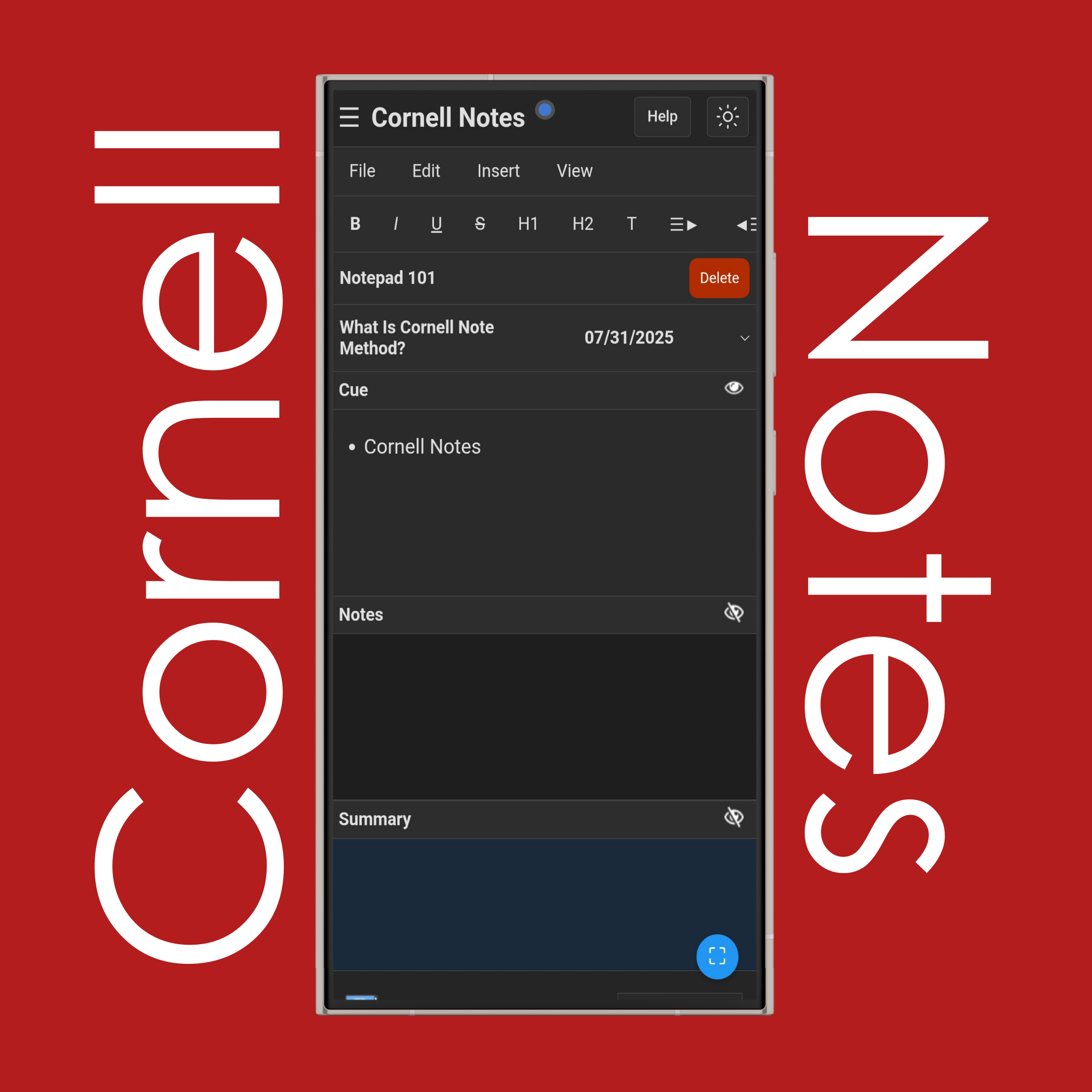 Show/Hide Cornell Notes (Recite & Reflect)