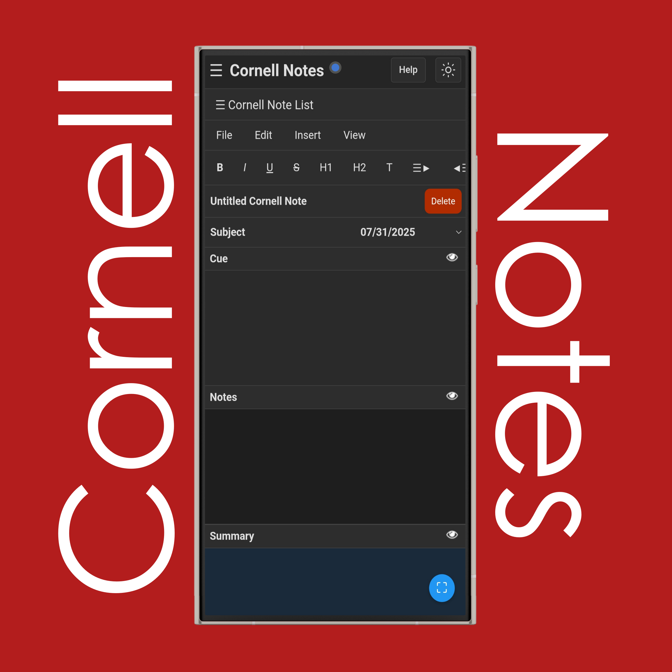 Cornell Notes List