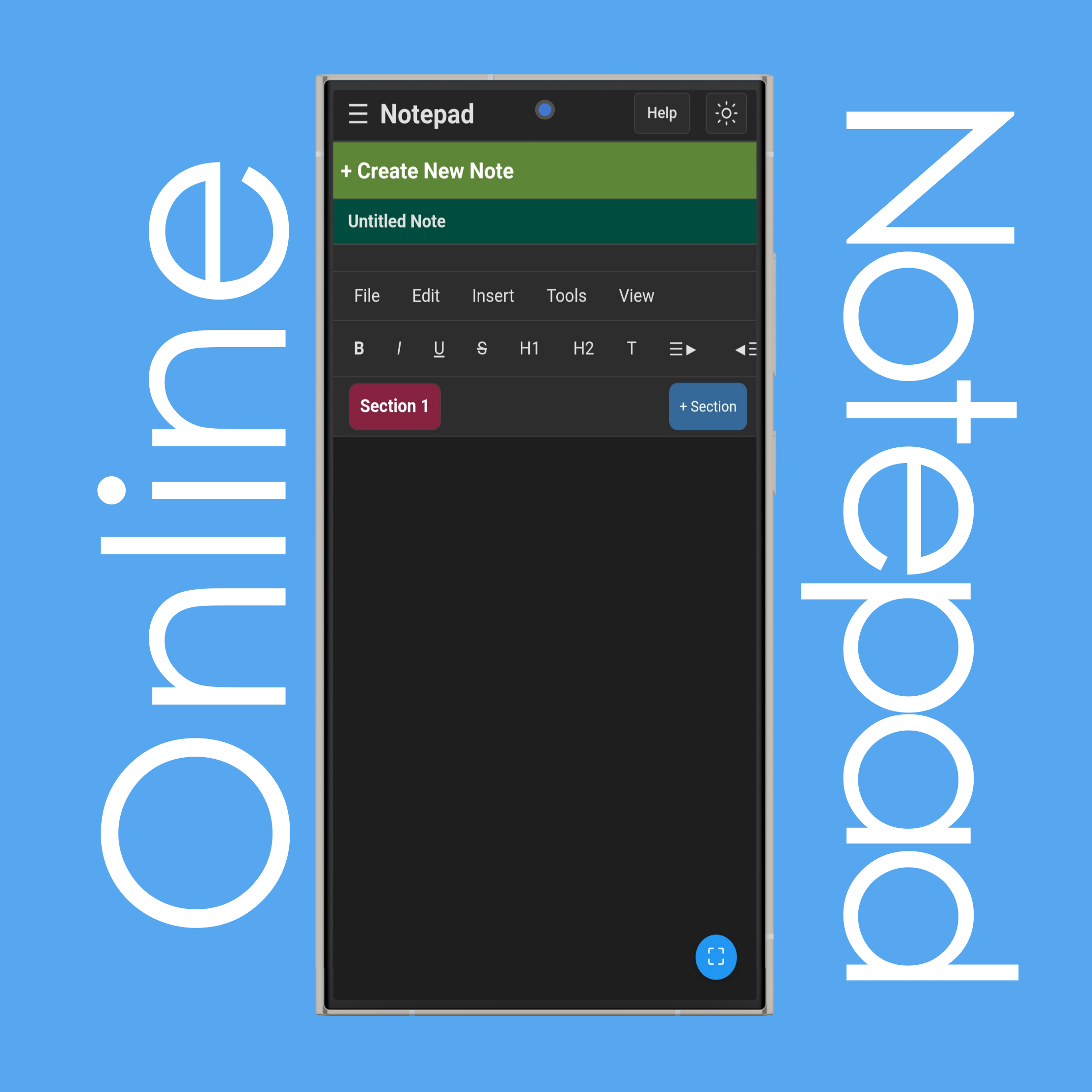 Create New Note Button and Note List