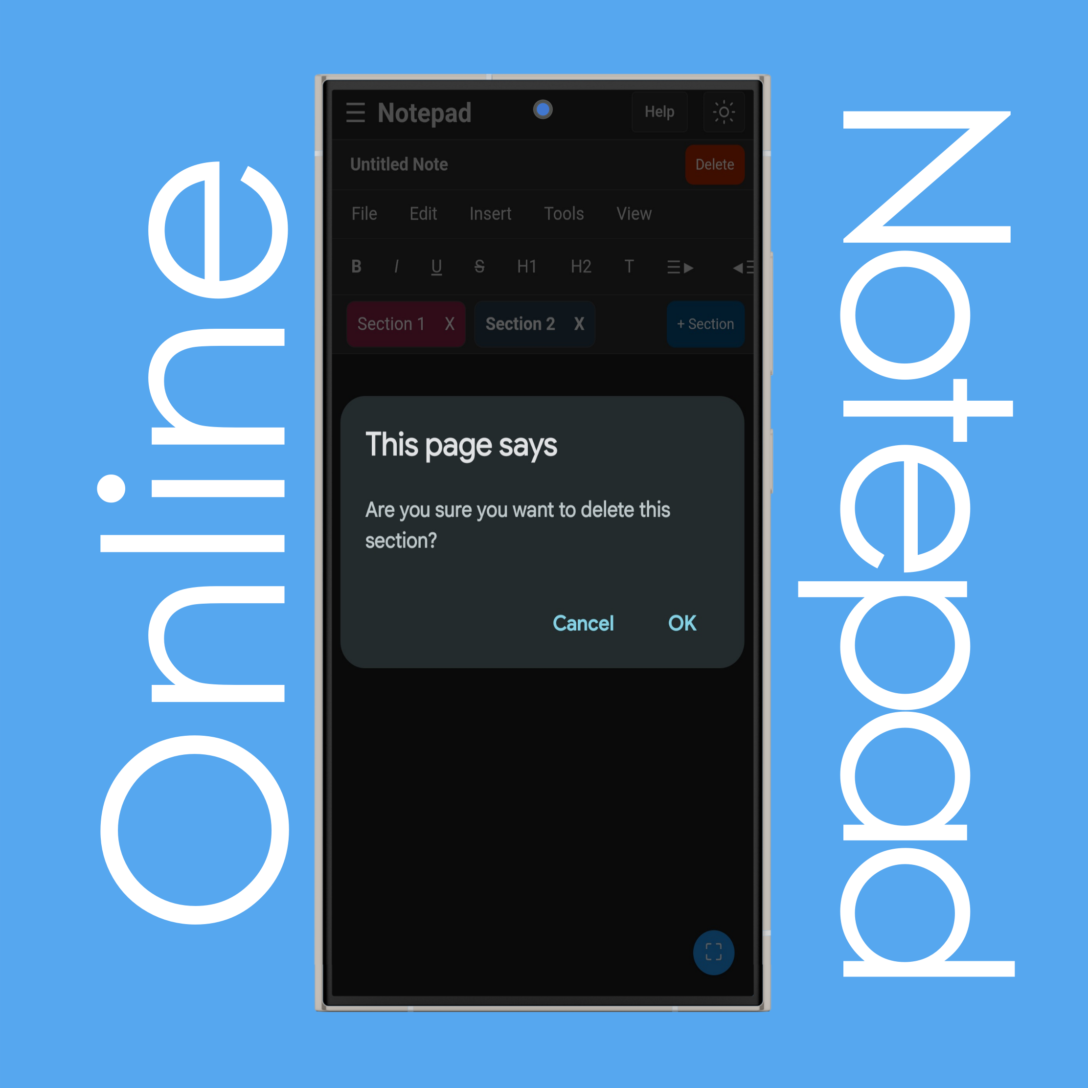 Delete Note Sections