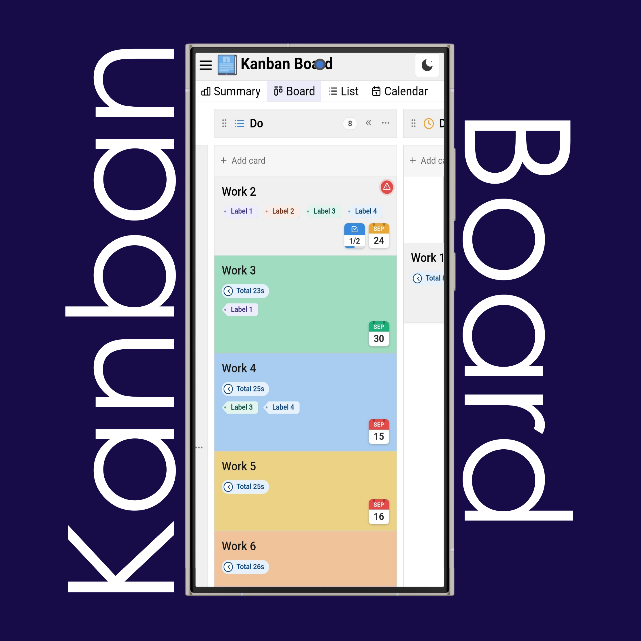 Kanban Board Light and Dark Mode