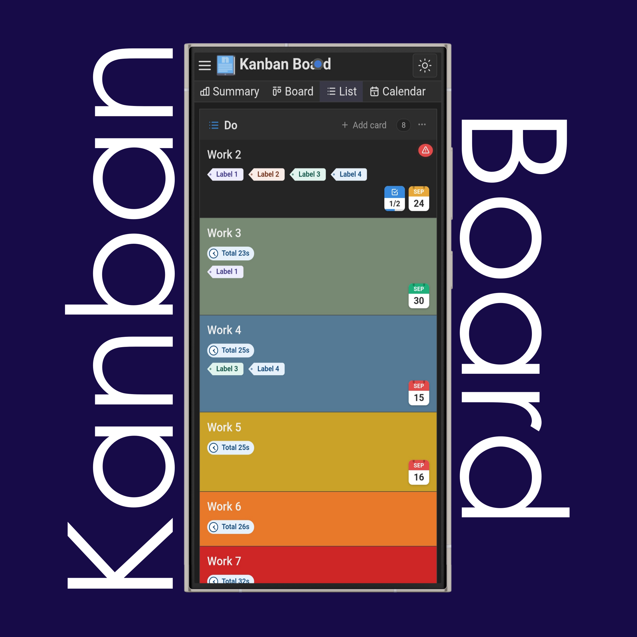 Kanban List and Calendar View