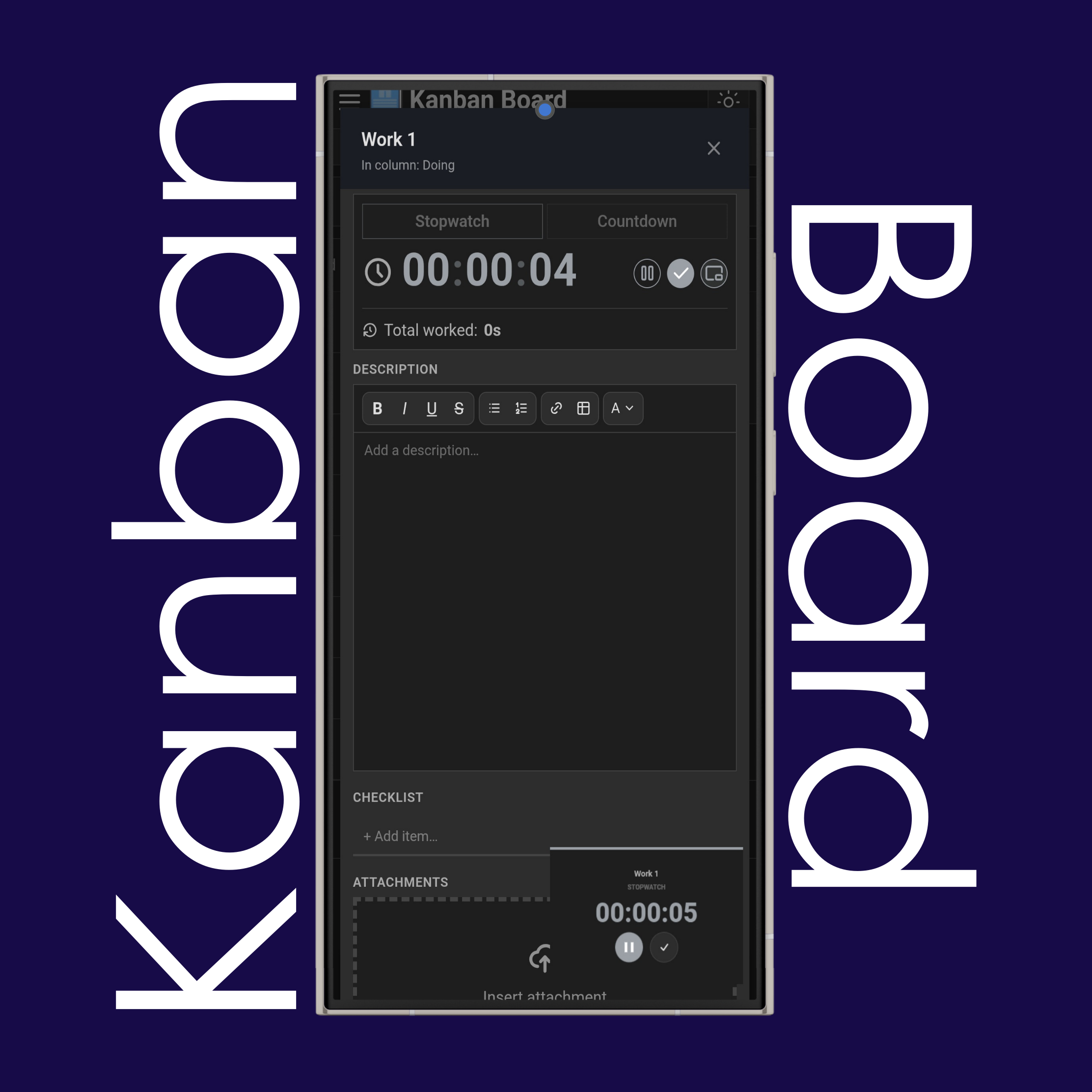 Kanban Board Timer Picture-in-Picture Mode