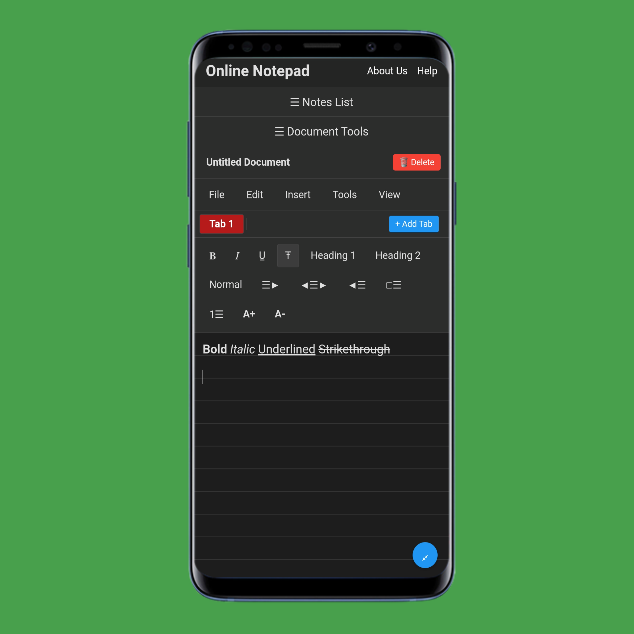 Text Styles on onlinenotep.ad