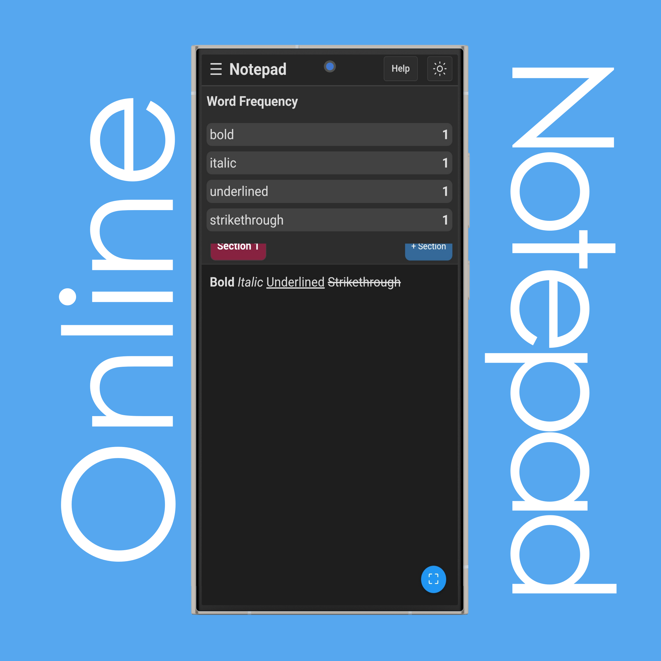 Notepad Word Frequency