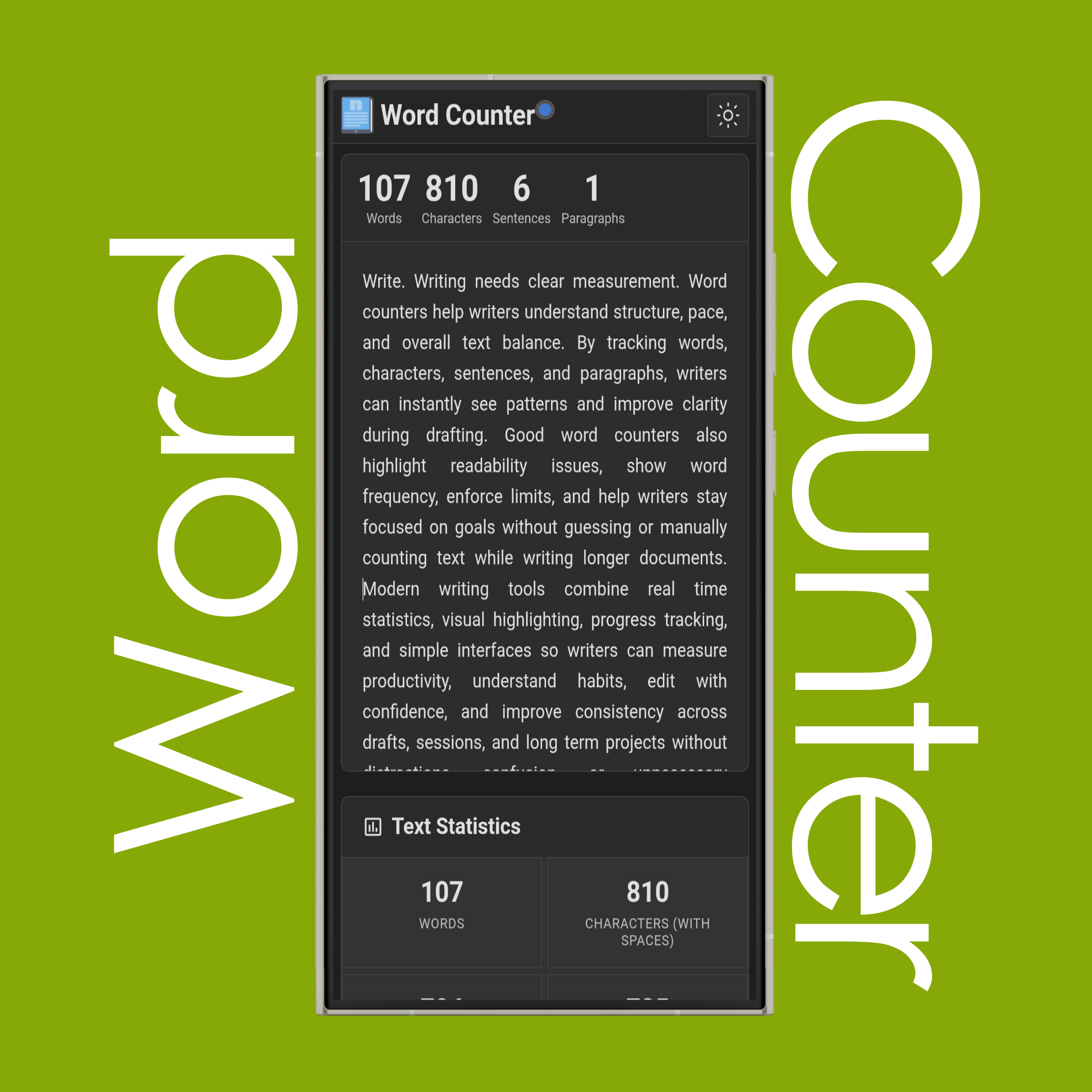 Word Counter Text Area and Basic Stats (Words, Characters, Sentences and Paragraphs)