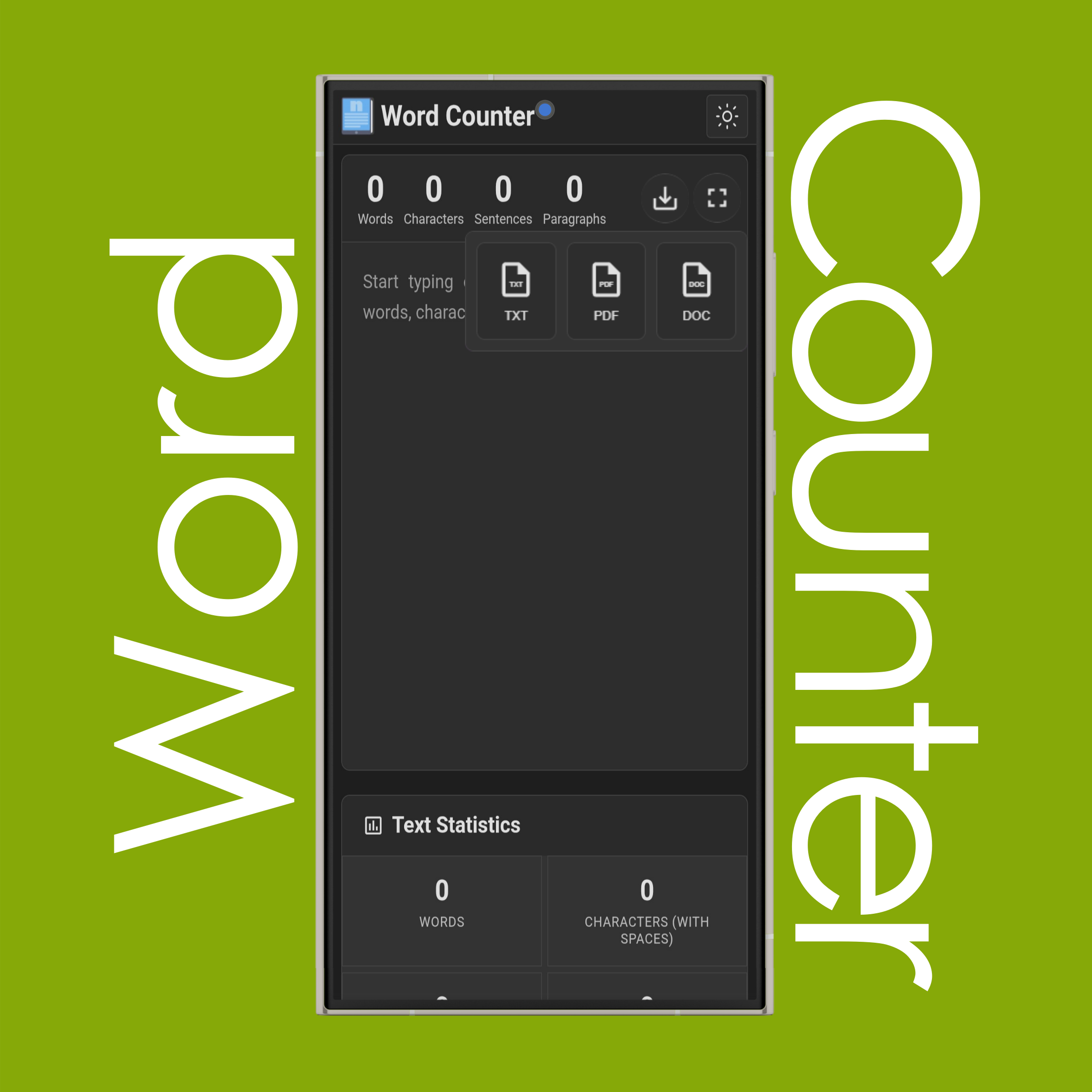 Word Stats, Frequency, and Text Download Options