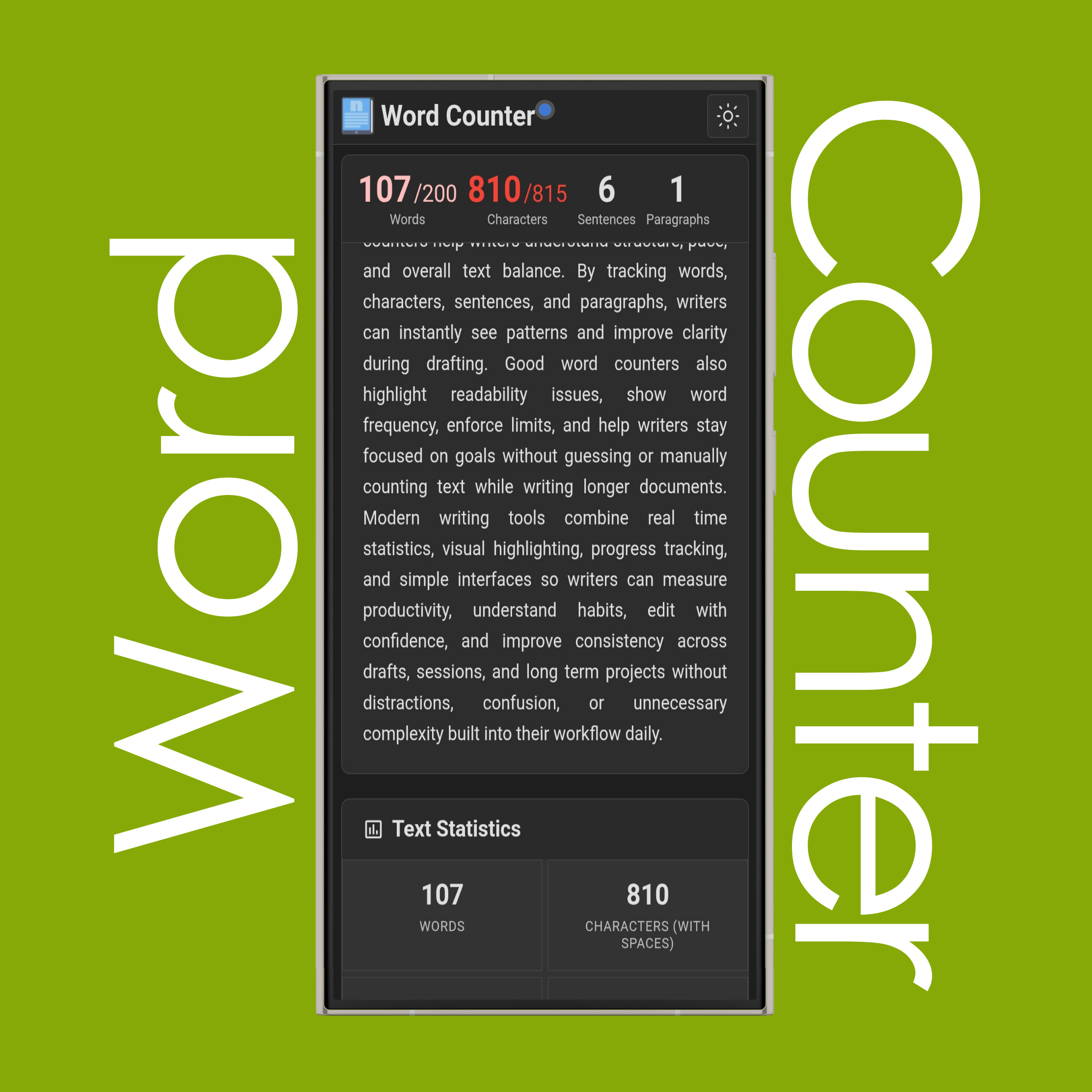 Word Counter Basic Stats with Limits