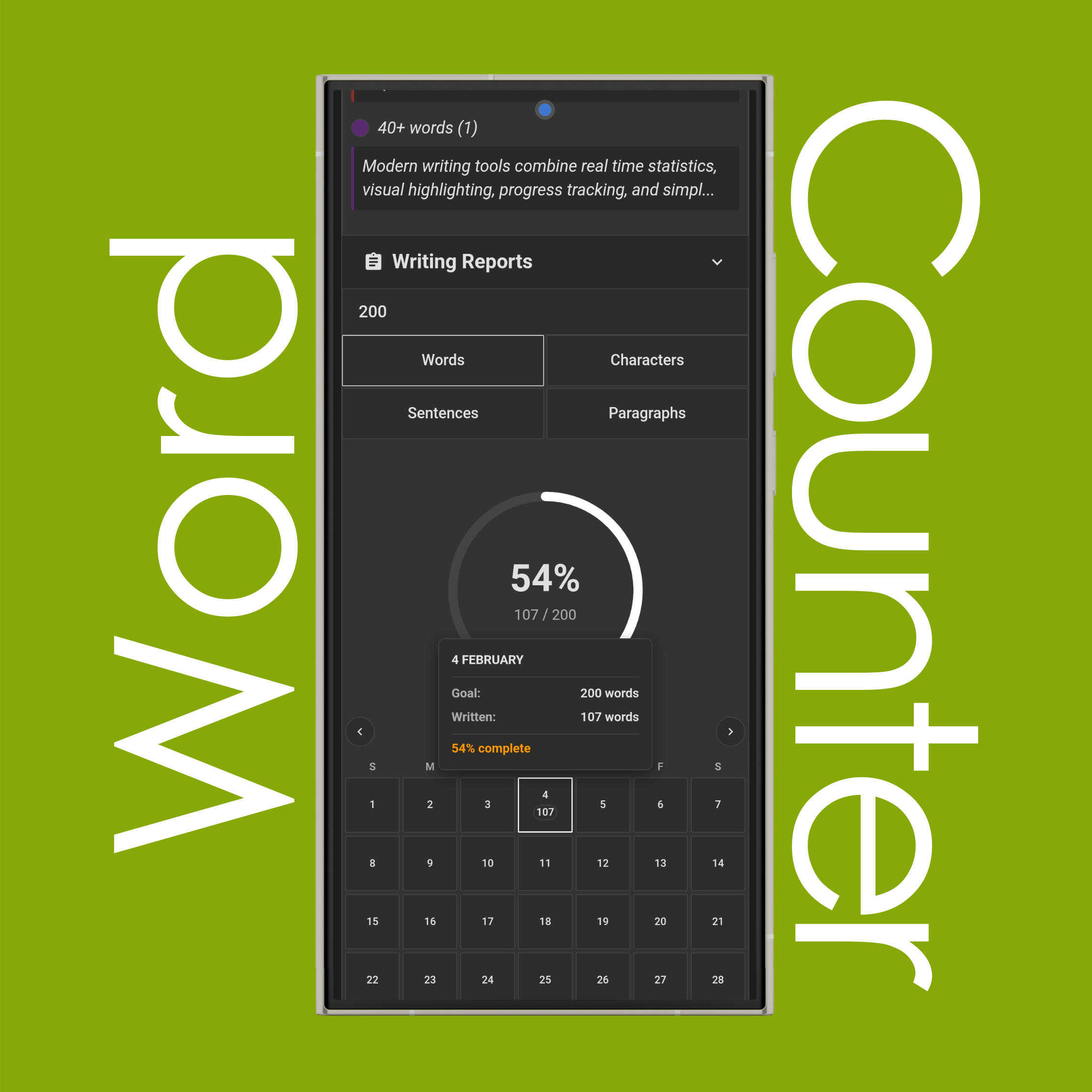 Advanced (Weekly and Monthly) Goal and Written Words Reports