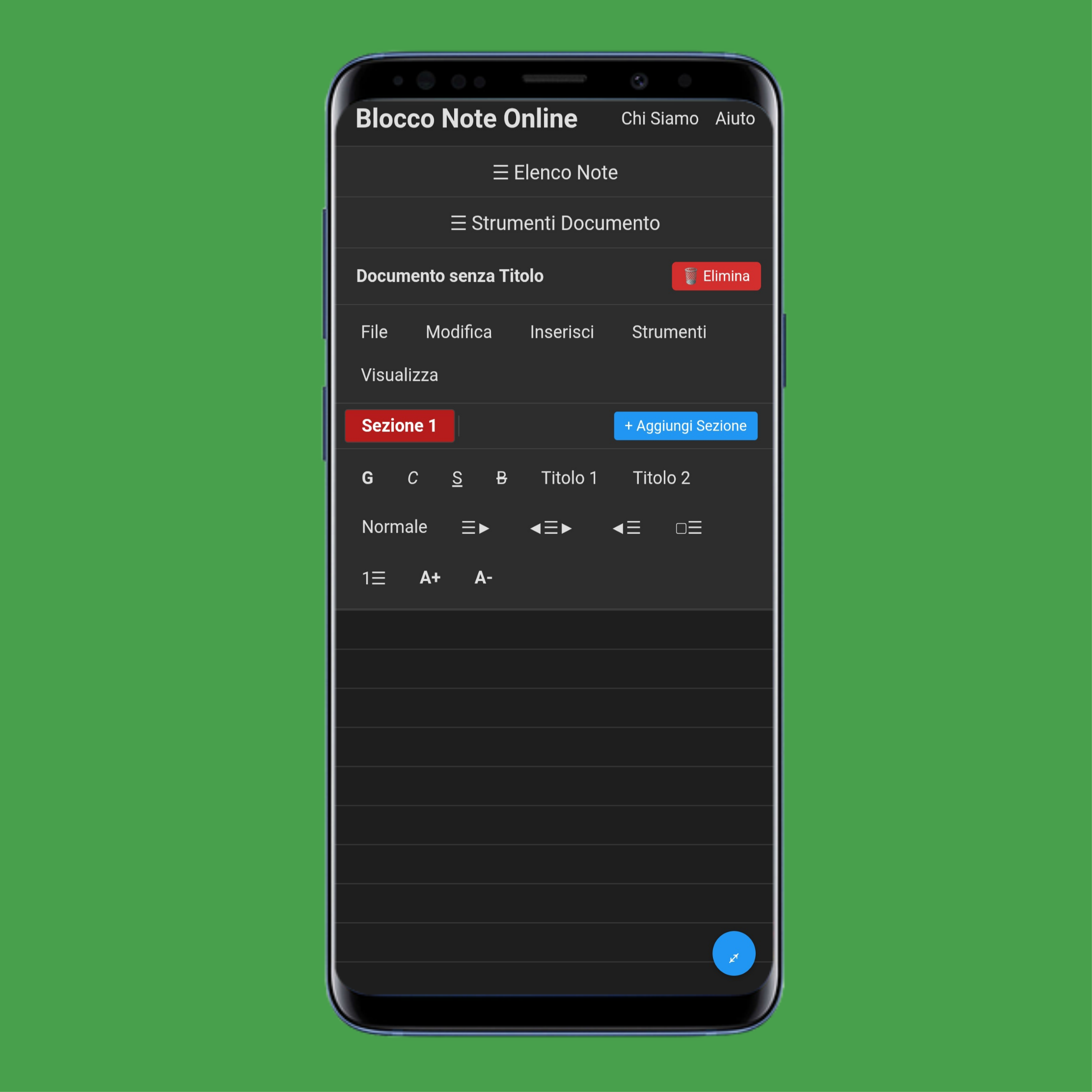 Pagina iniziale mobile