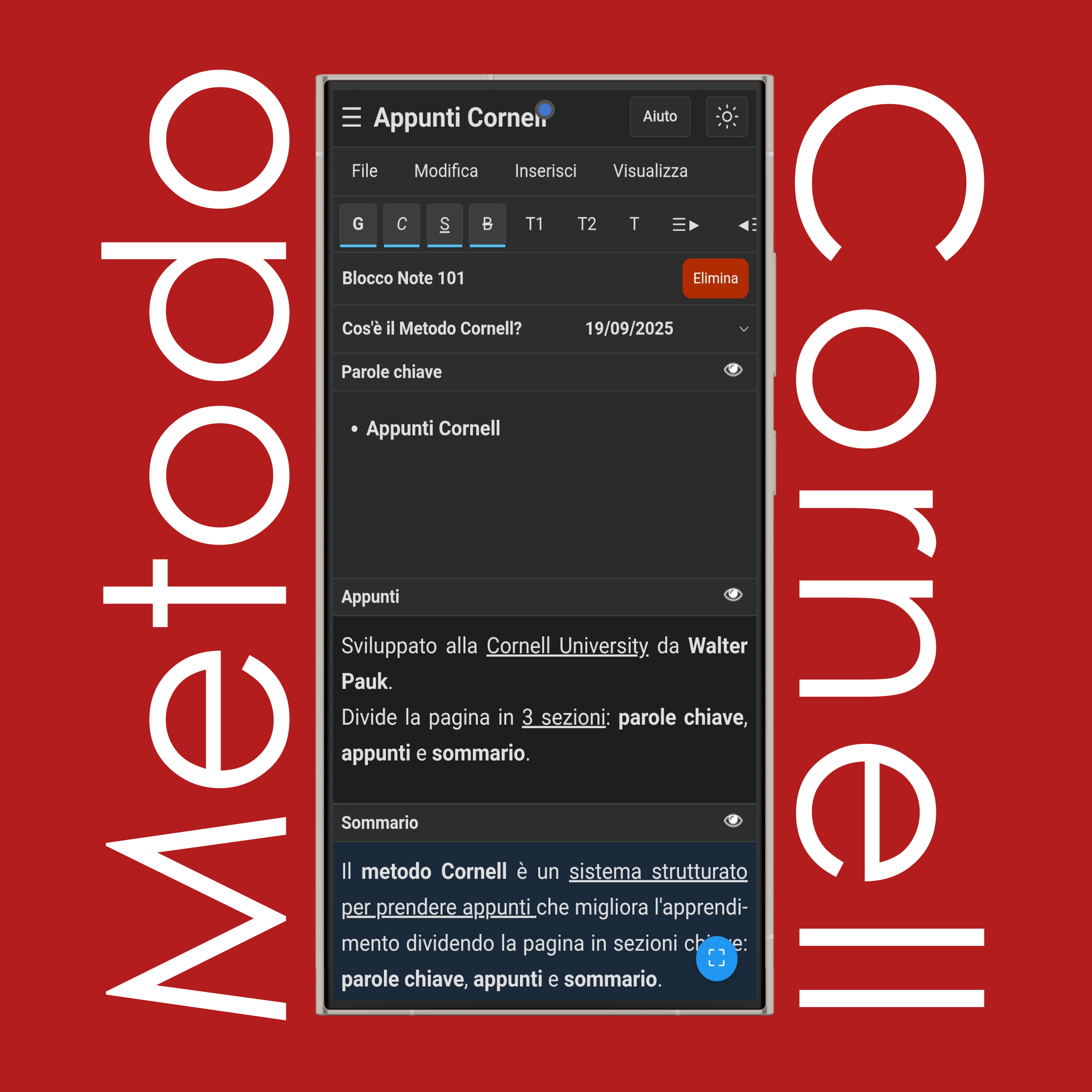 Formattazione Testo Appunti Cornell