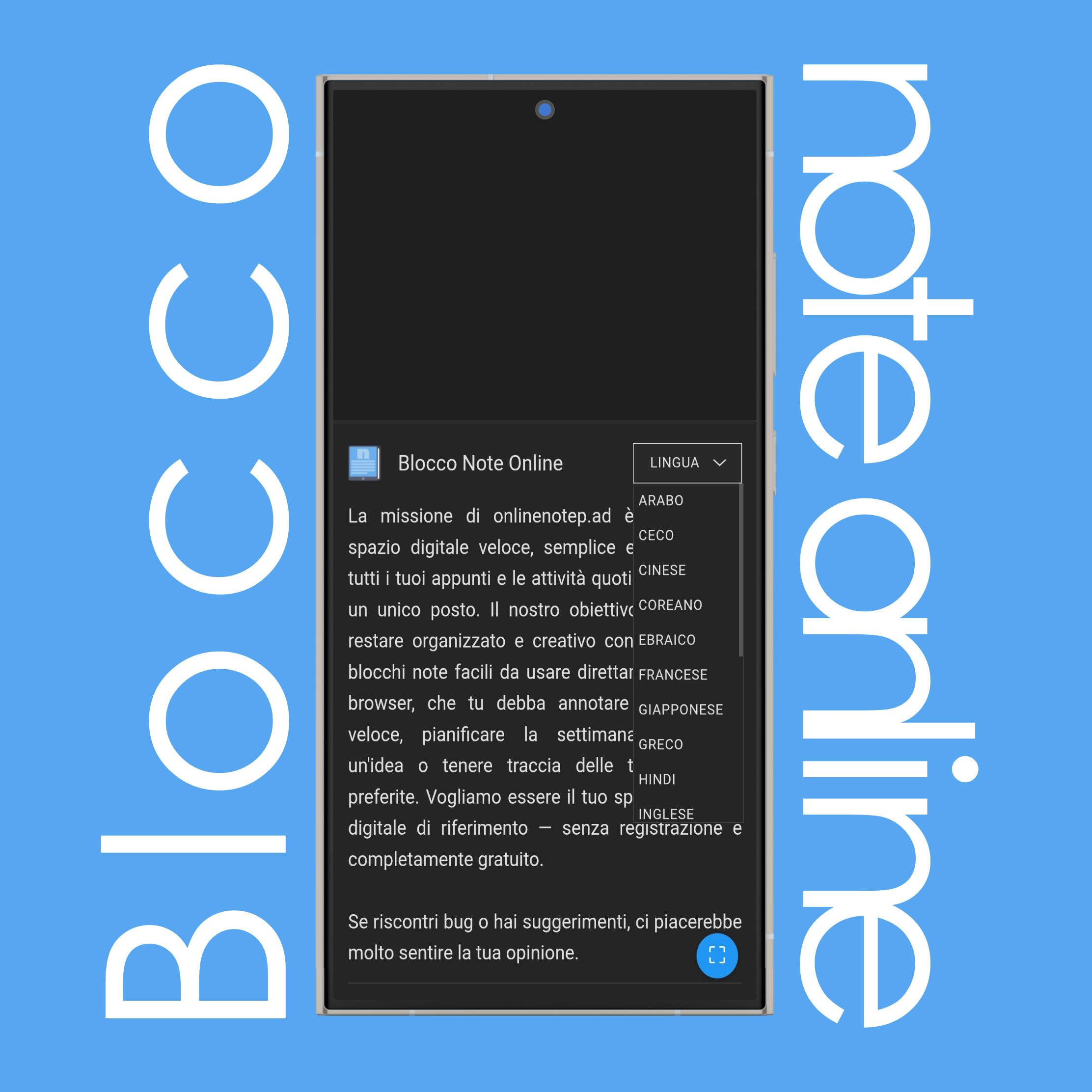 Lingua di Visualizzazione Blocco Note