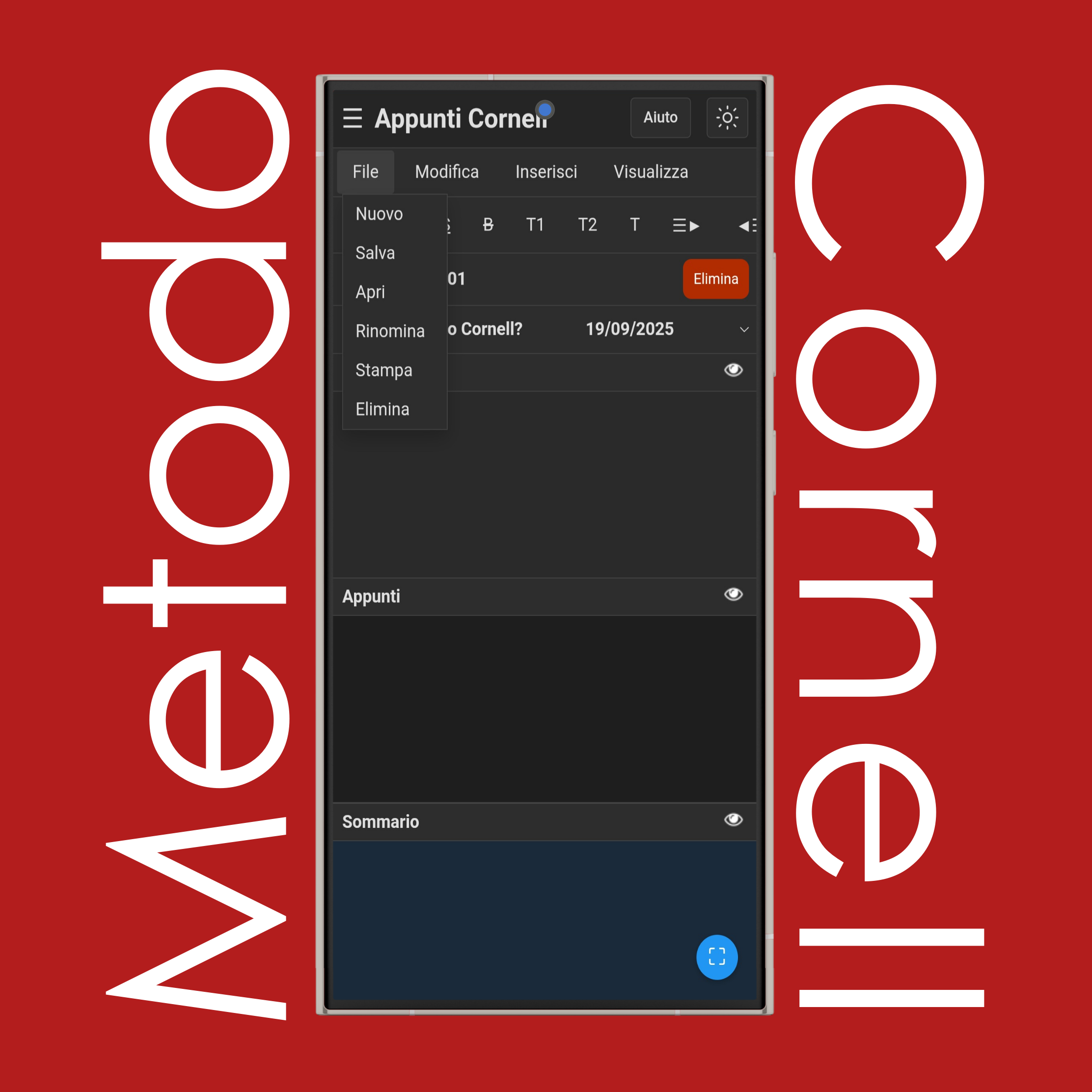 Menu File Appunti Cornell