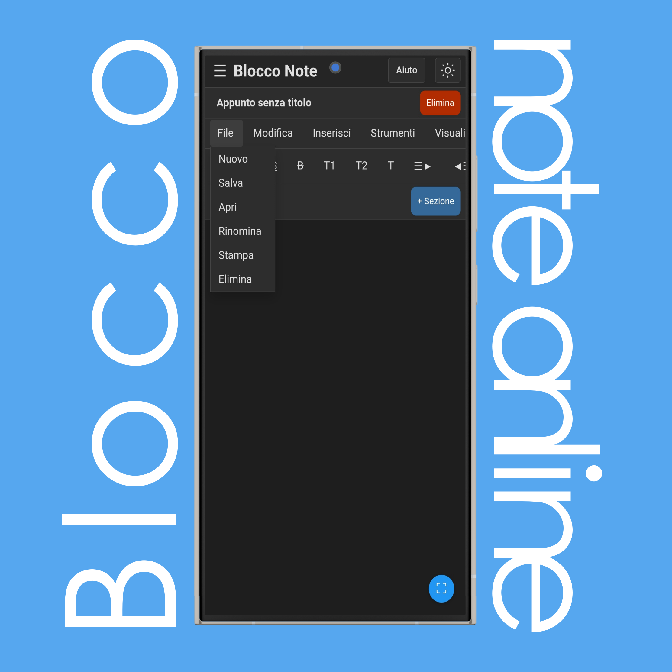 Menu File Blocco Note