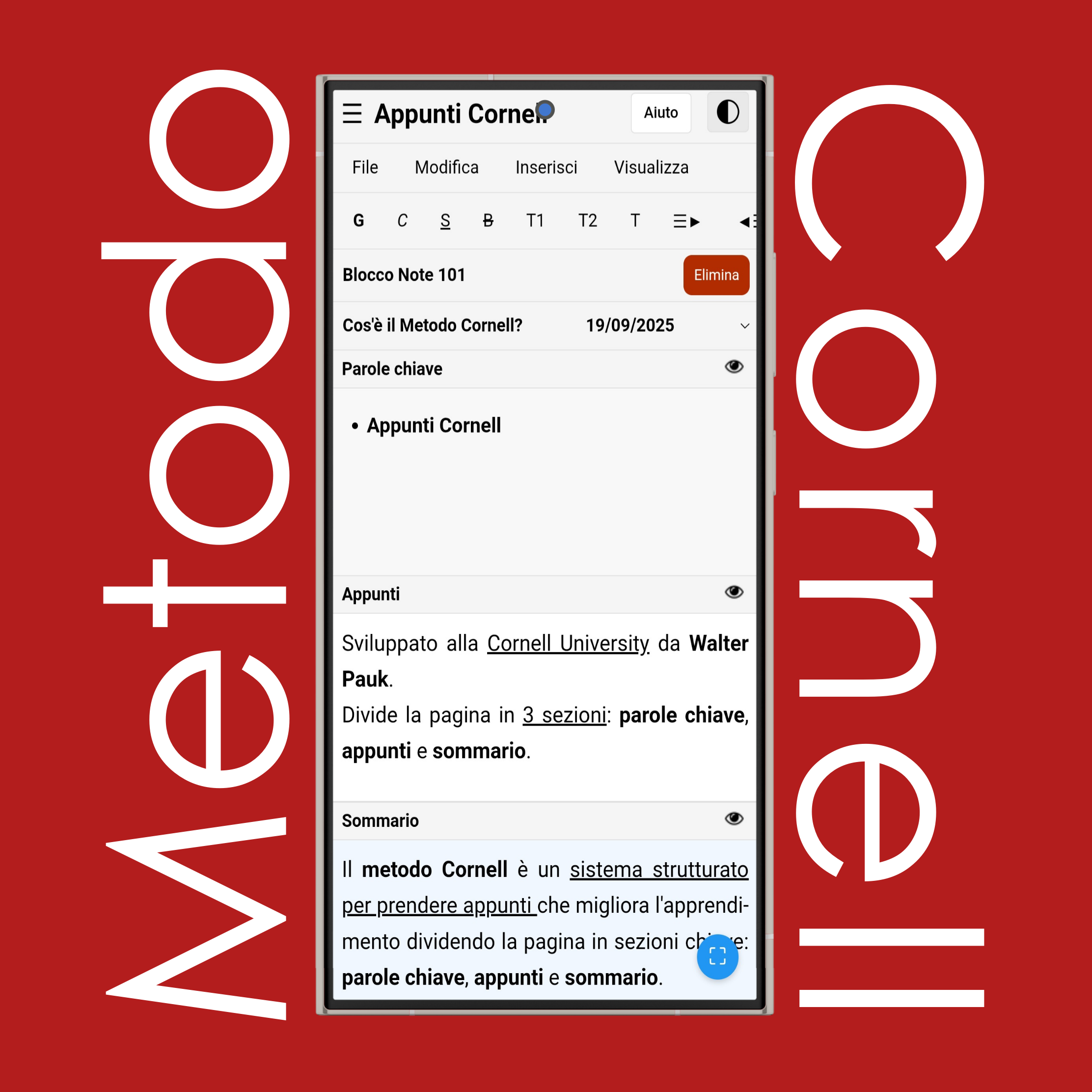 Modalità Chiaro e Scuro Appunti Cornell