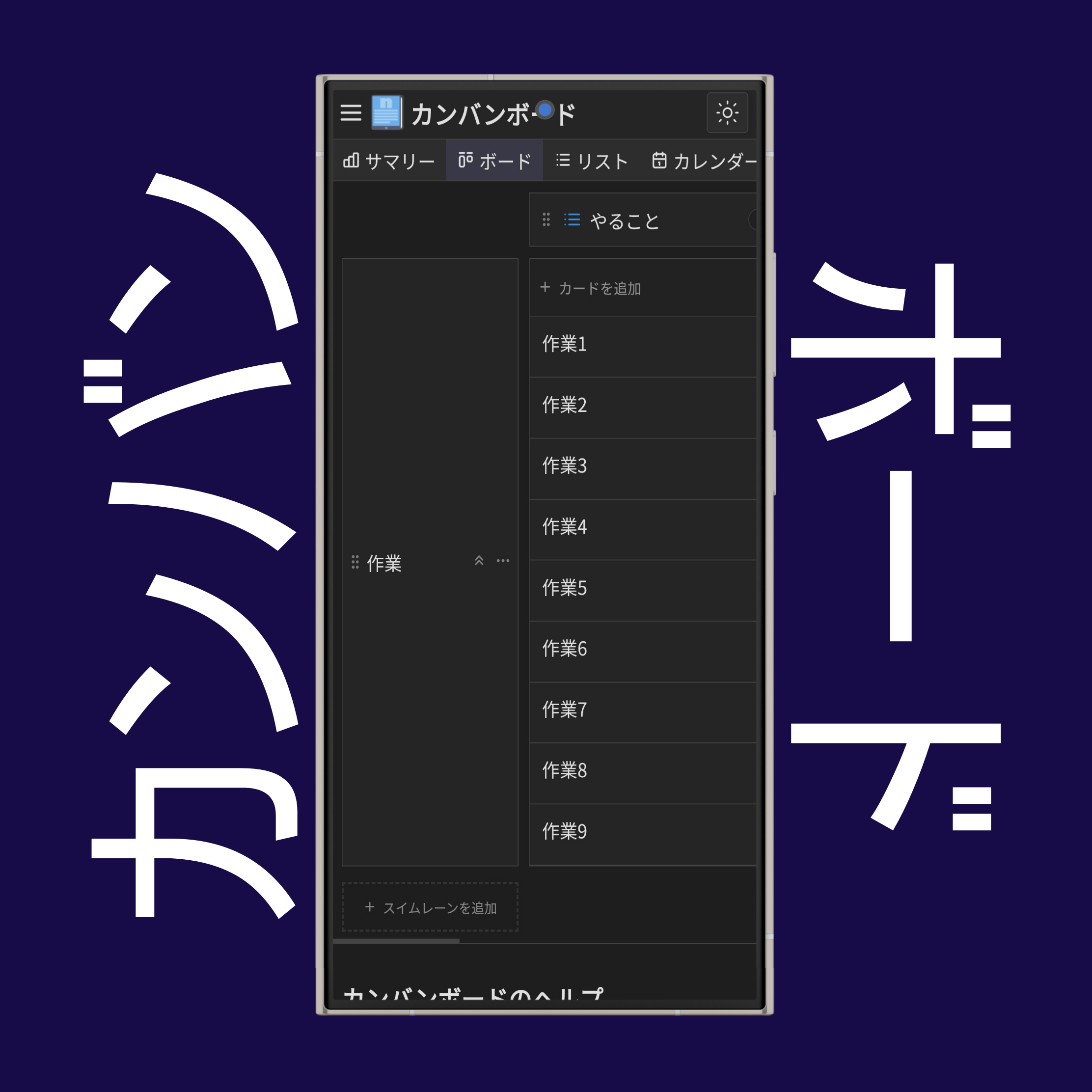 カンバンボード、スイムレーン、カード