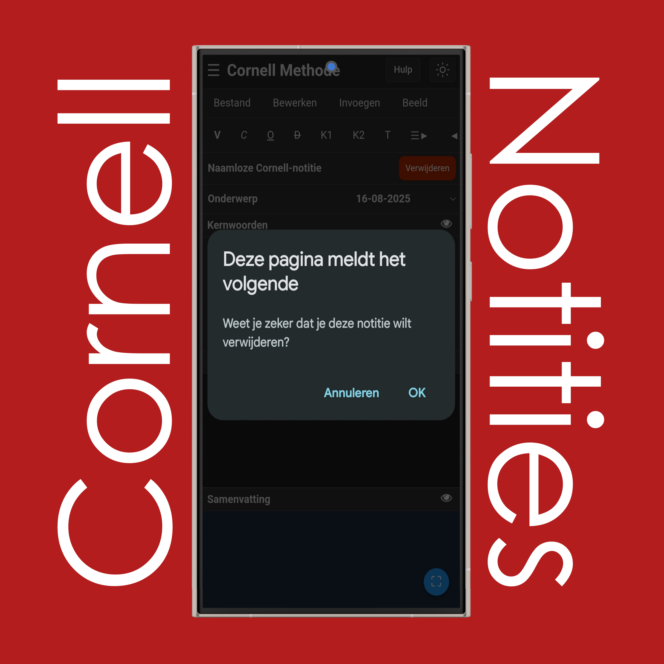 Cornell-notities verwijderen
