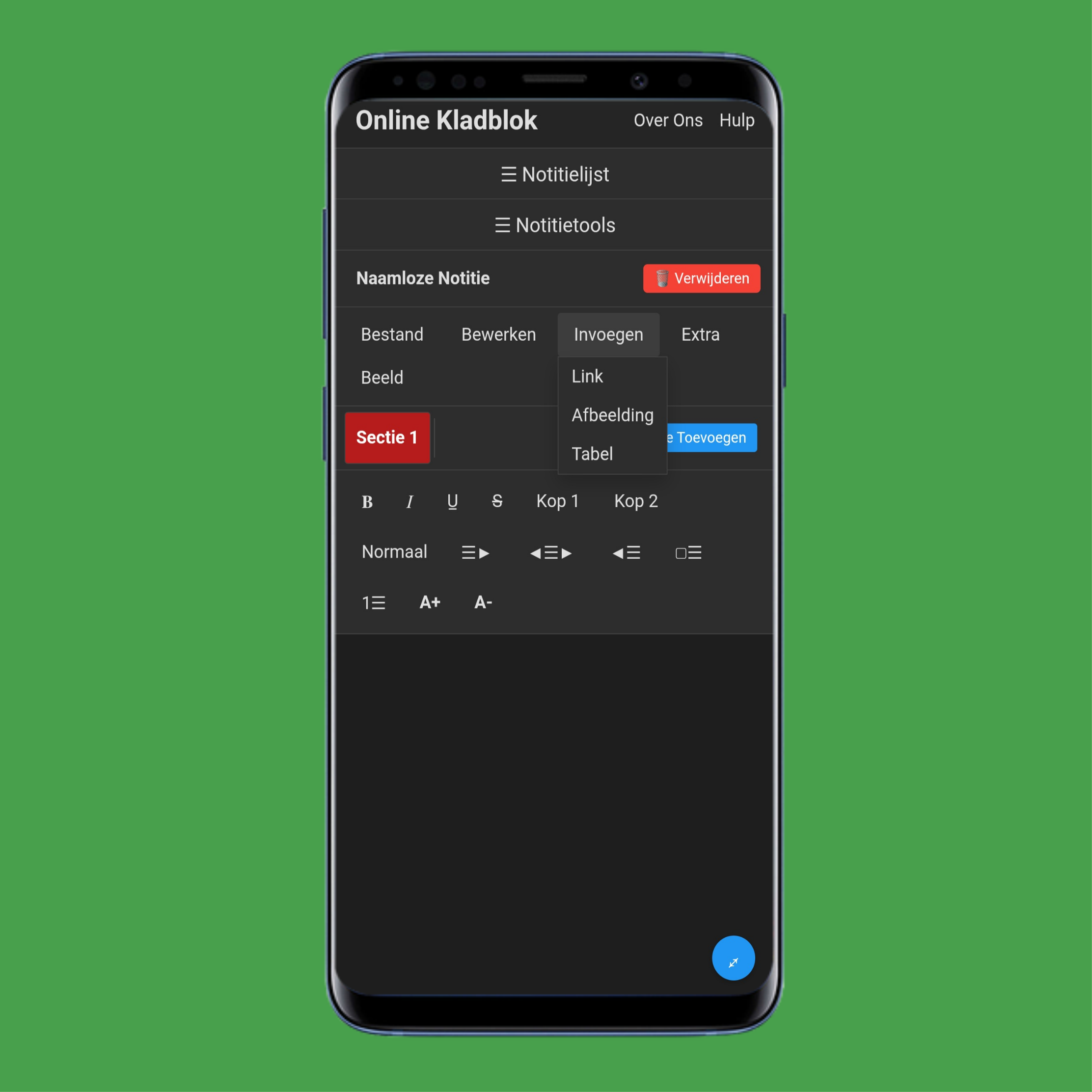 Invoegen-menu
