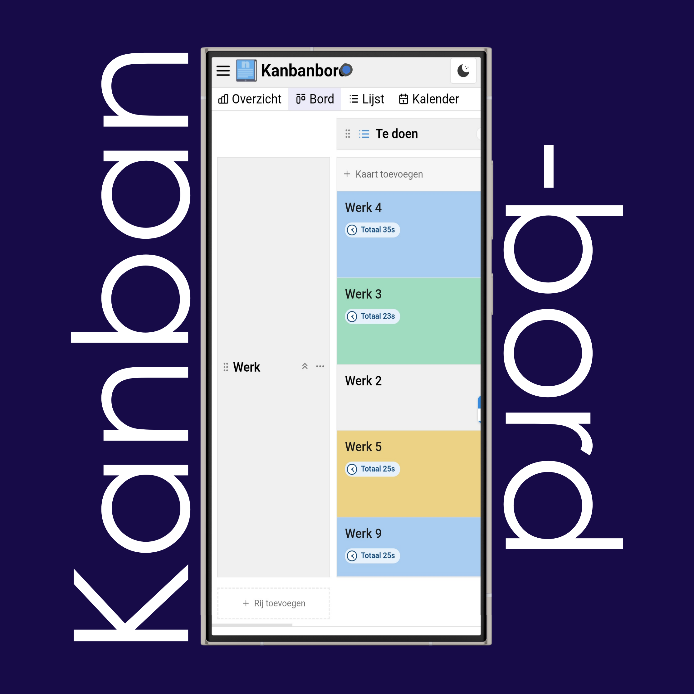 Lichte en donkere modus van het kanbanbord