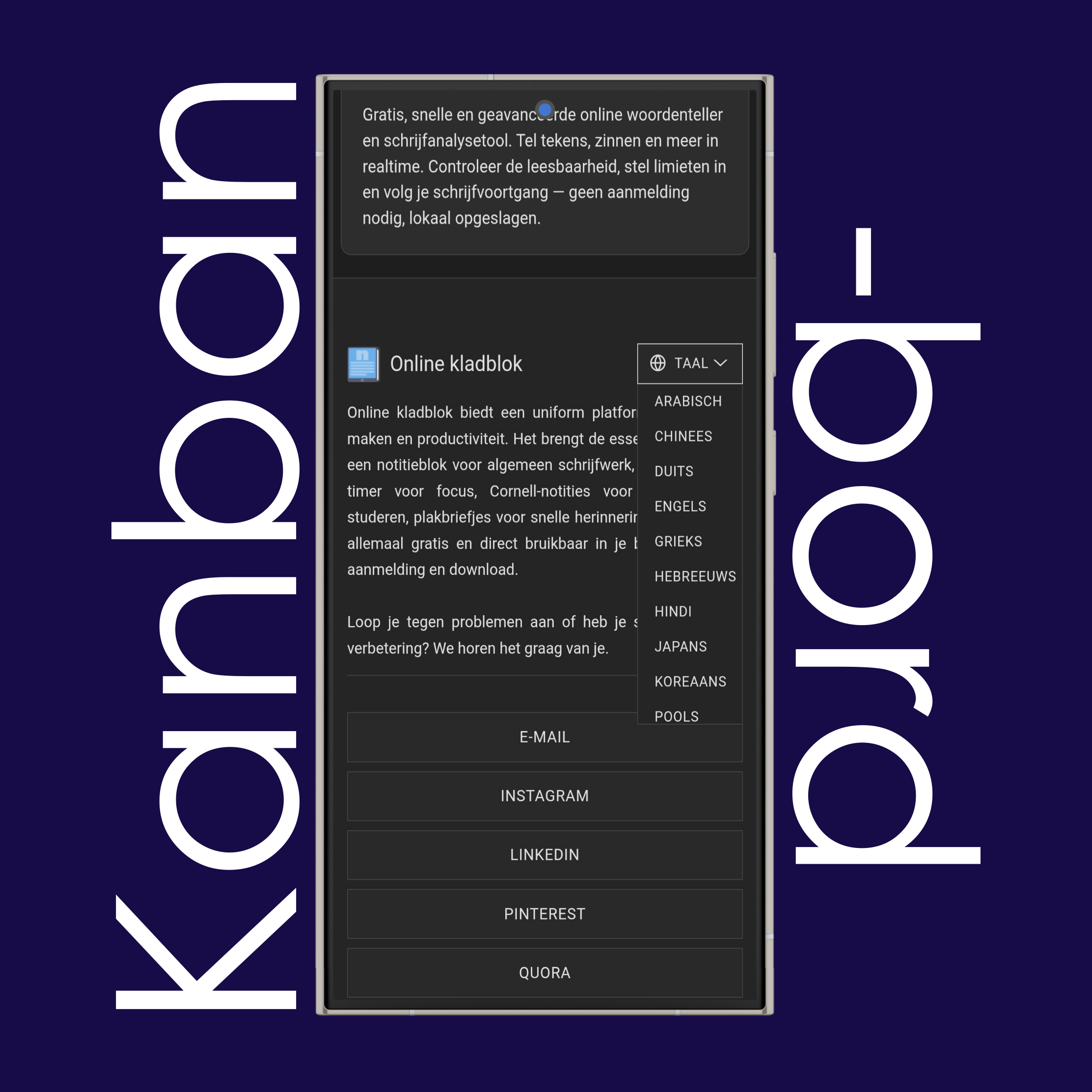 Taalinstellingen van het kanbanbord
