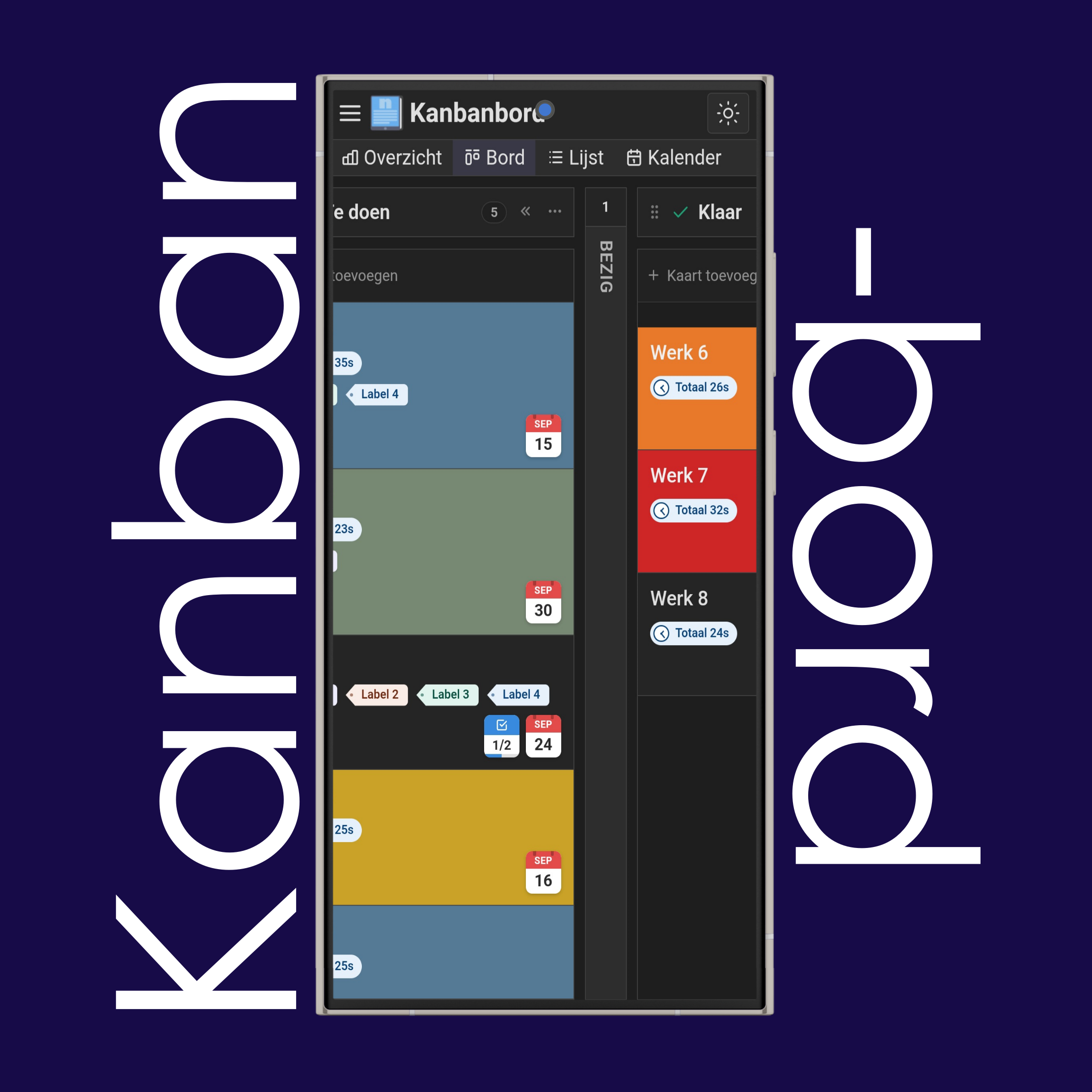 Kanbankolommen inklappen en uitklappen